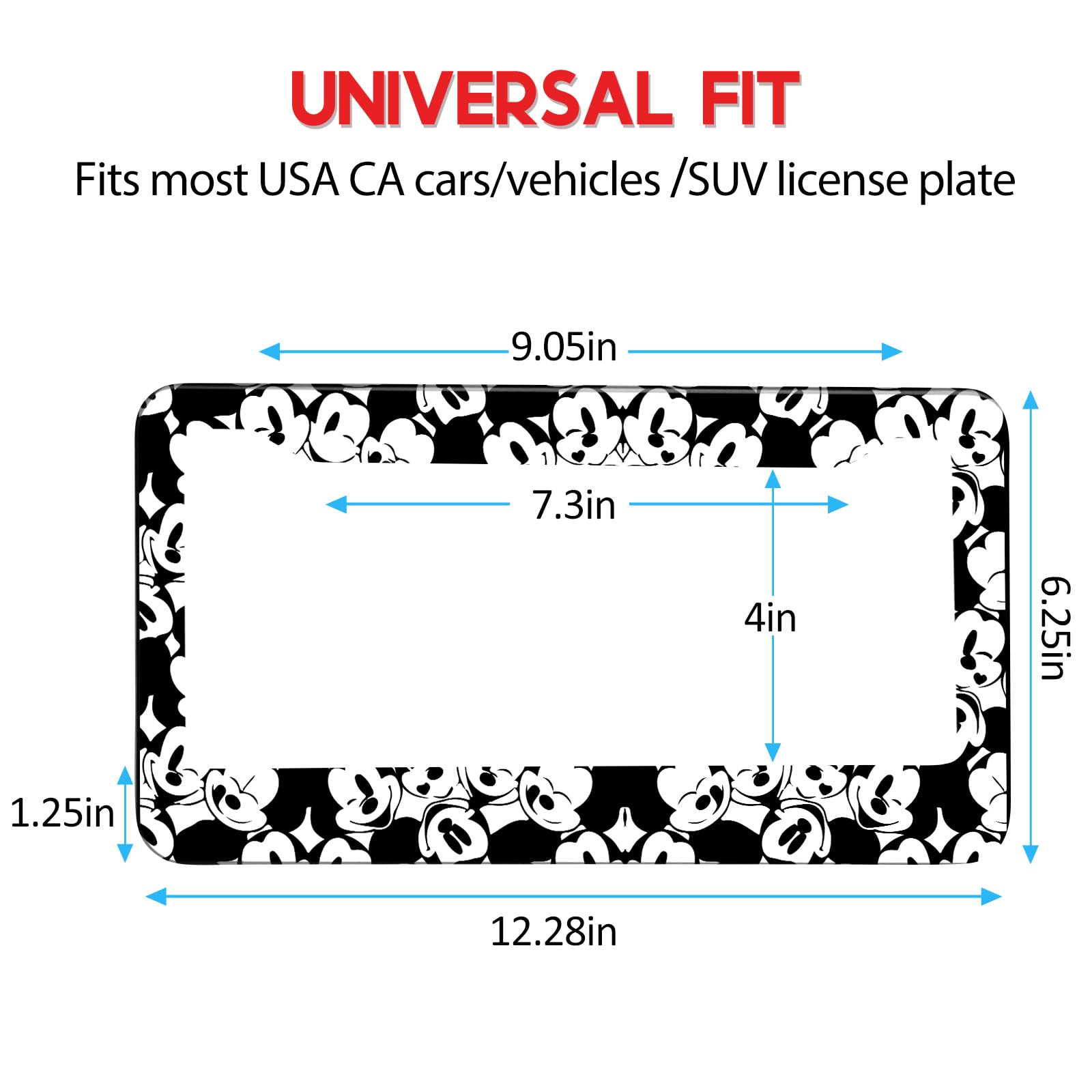 Akkya License Plate Frames For Women Men Car Plate Holder Cover Cute Cartoon Metal Tag Frame Stainless Steel Car Accessories Fro