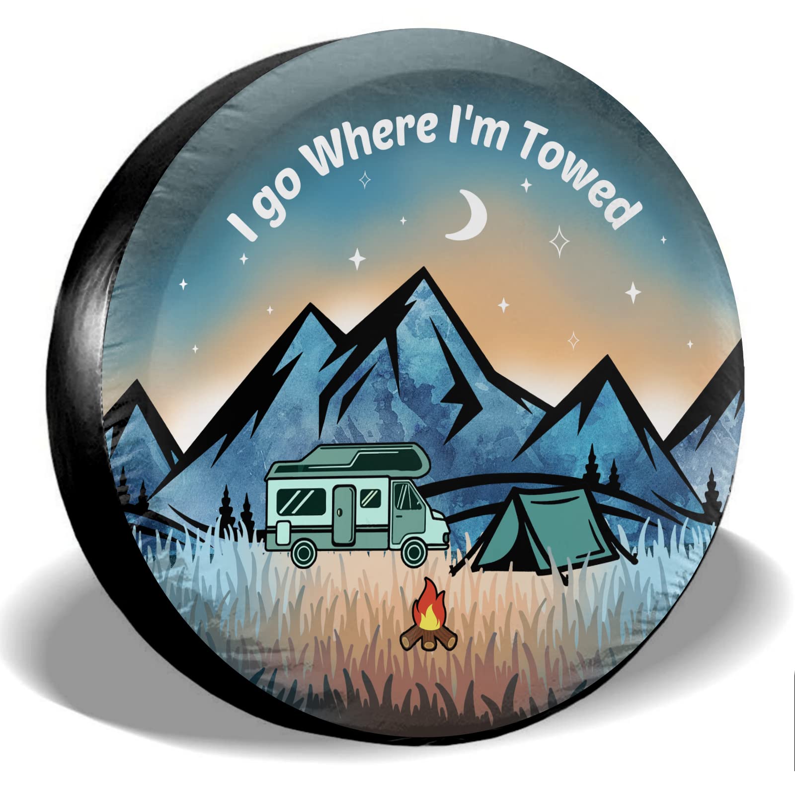 Gwomo I Go Where I'M Towed Spare Tire Cover Weatherproof Wheel Protectors Universal Fit For Trailer Rv Suv Truck Camper Travel Trailer 15
