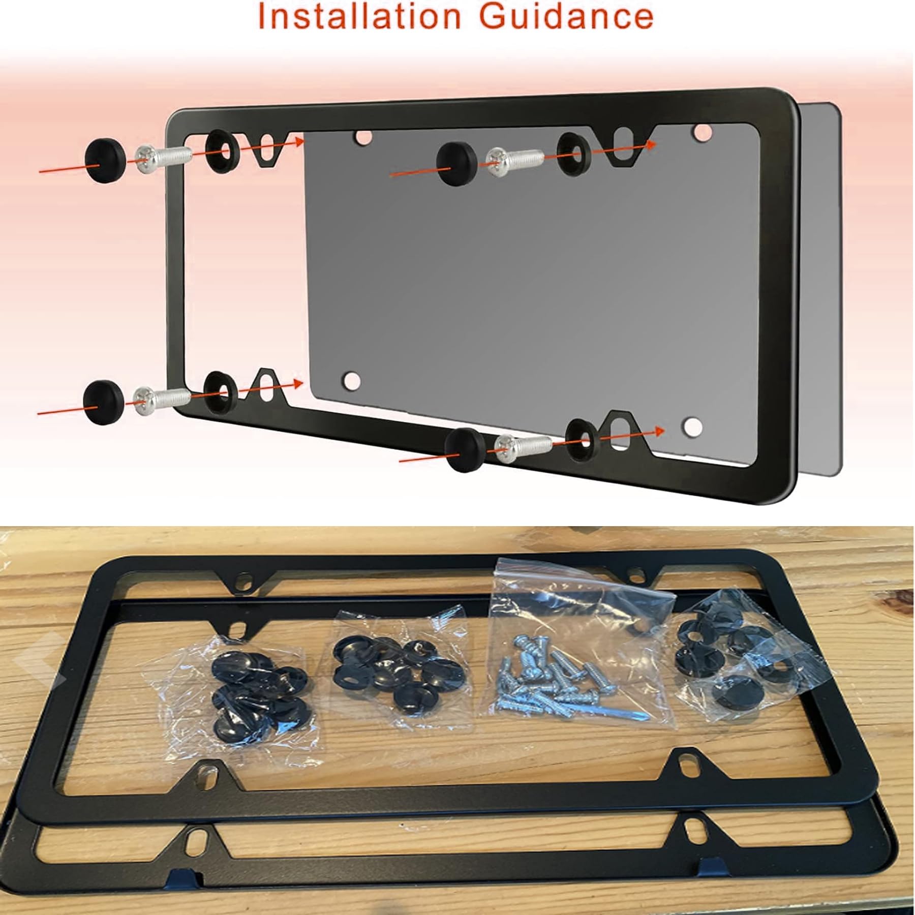Indeed Buy License Plate Frames Black, Newest 2 Pcs 4 Holes Car Licenses Plate Covers Stainless Steel Holders Frame For Plates With Screw Caps.