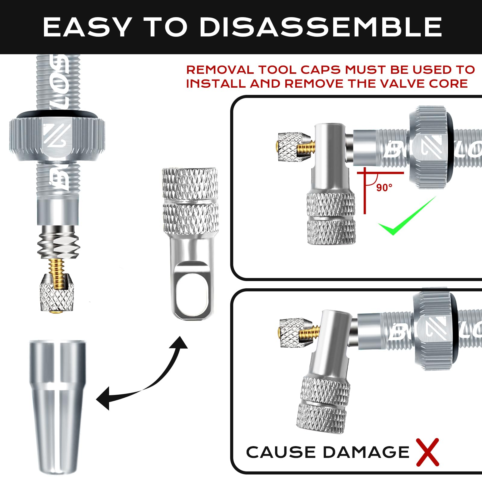 BUCKLOS Tubeless Presta Valve Stem 40/44/55/60/65/80/100 mm, Bike Tire Valve Stems Kit with Core Removal Tool for MTB/Mountain B