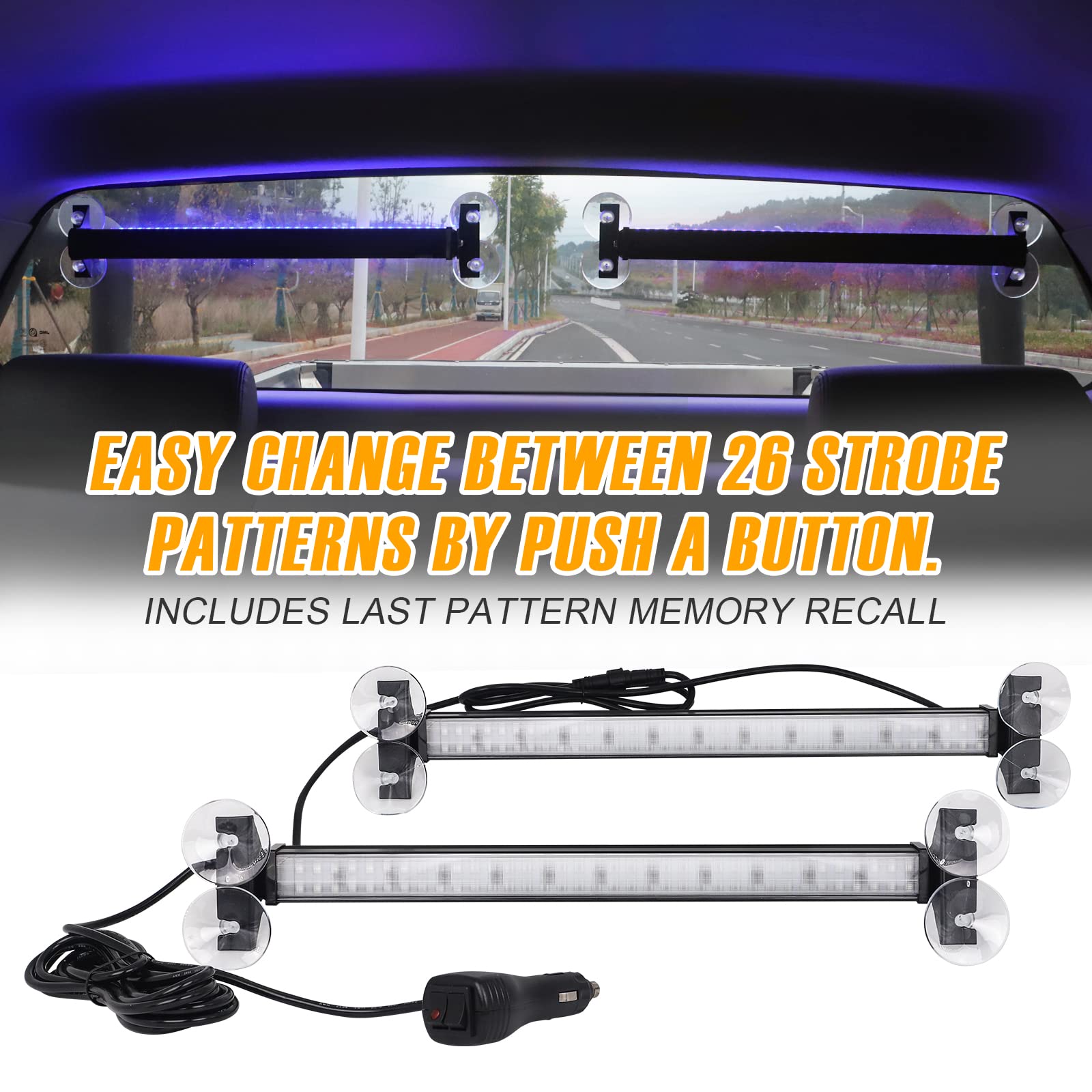 XRIDONSEN 2 in 1 Emergency Dash Traffic Advisor Strobe Lights Bar - Blue, Model XR-108 for Law Enforcement Vehicles & Trucks
