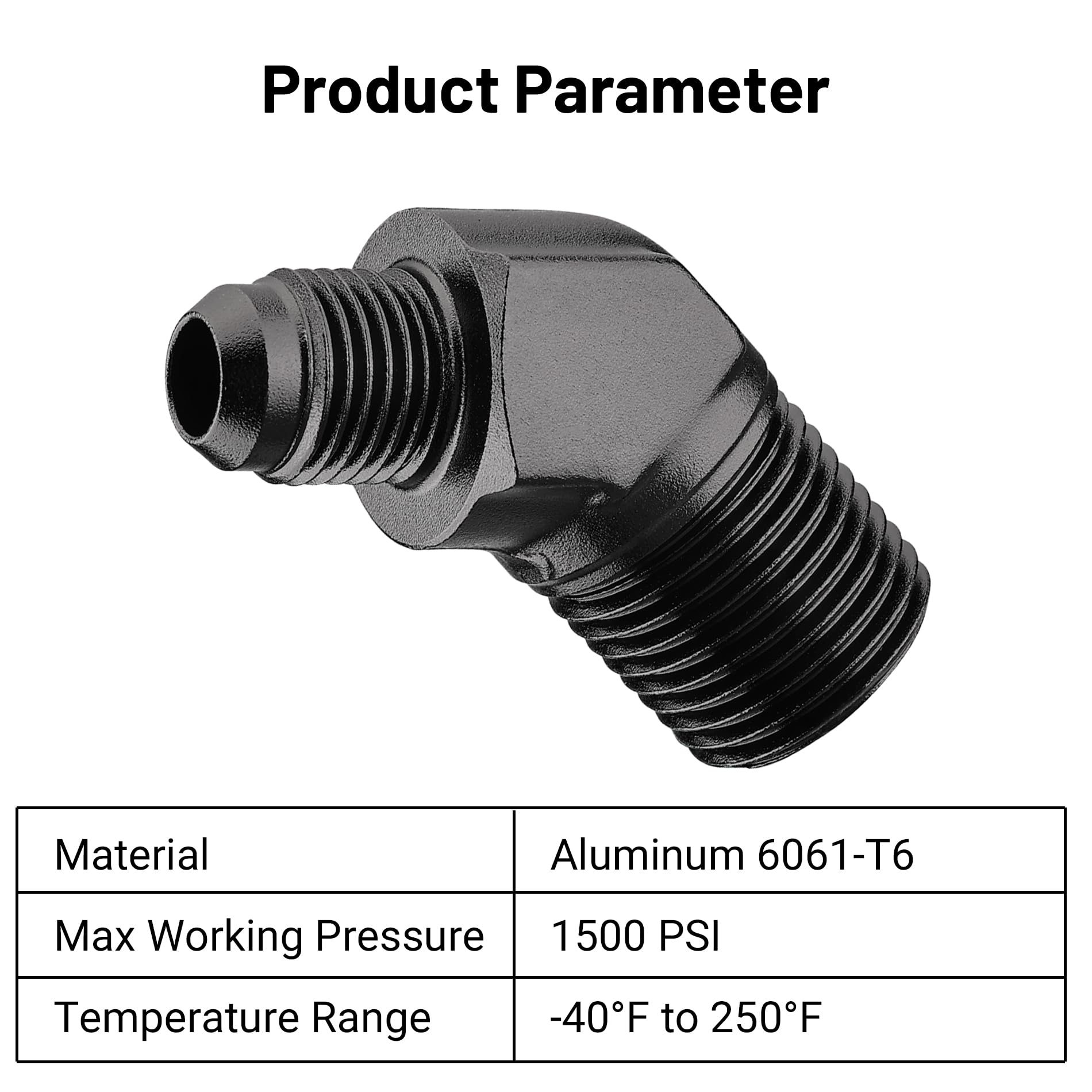 Evil Energy 6An Male Flare To 1/2'' Npt Pipe 45 Degree Fitting Adapter Aluminum Black