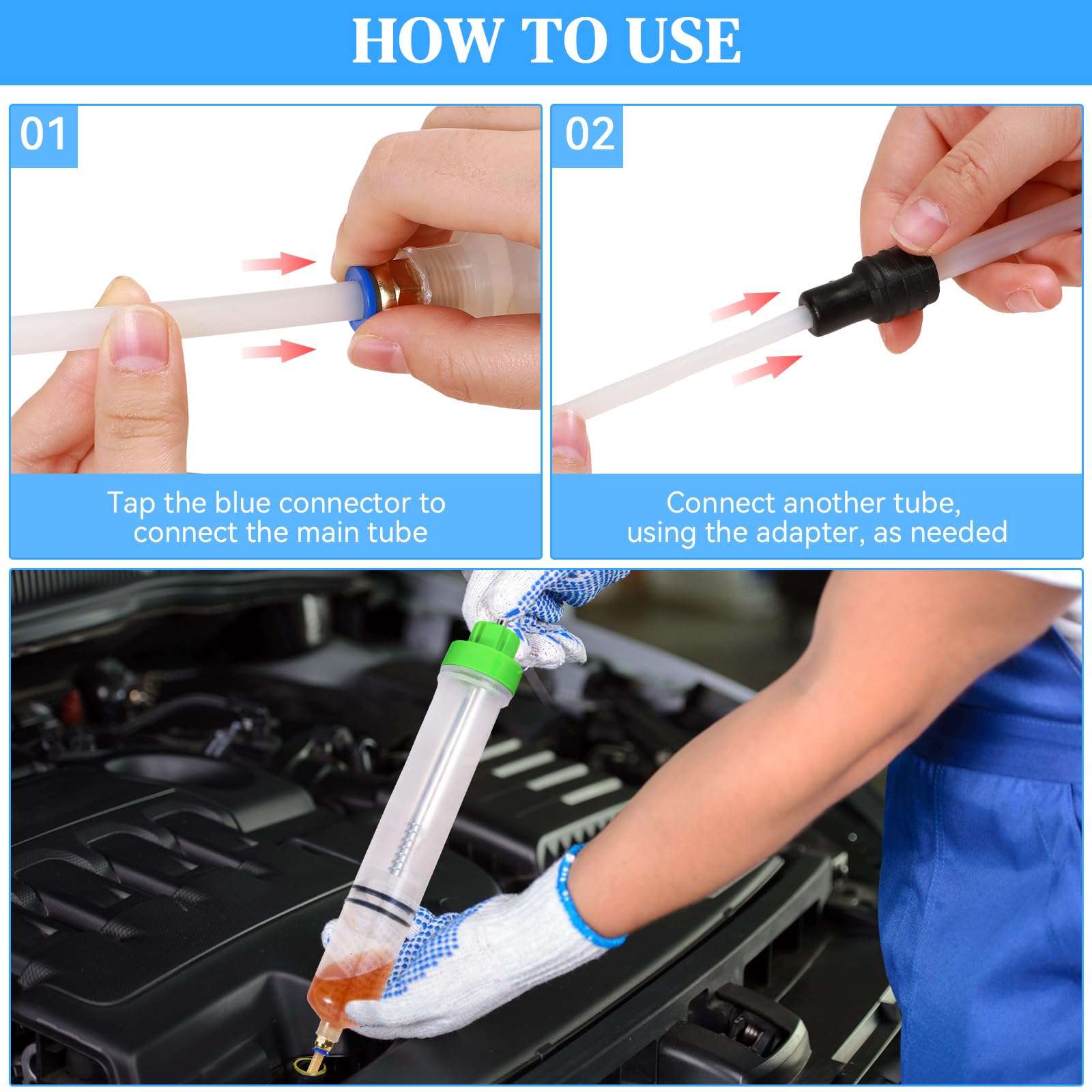 Gisafai 500Cc Fluid Extractor Automotive Pump Manual Oil Extractor Pump Syringe For Gasoline Hand Cleaner For Power Steering, Hy