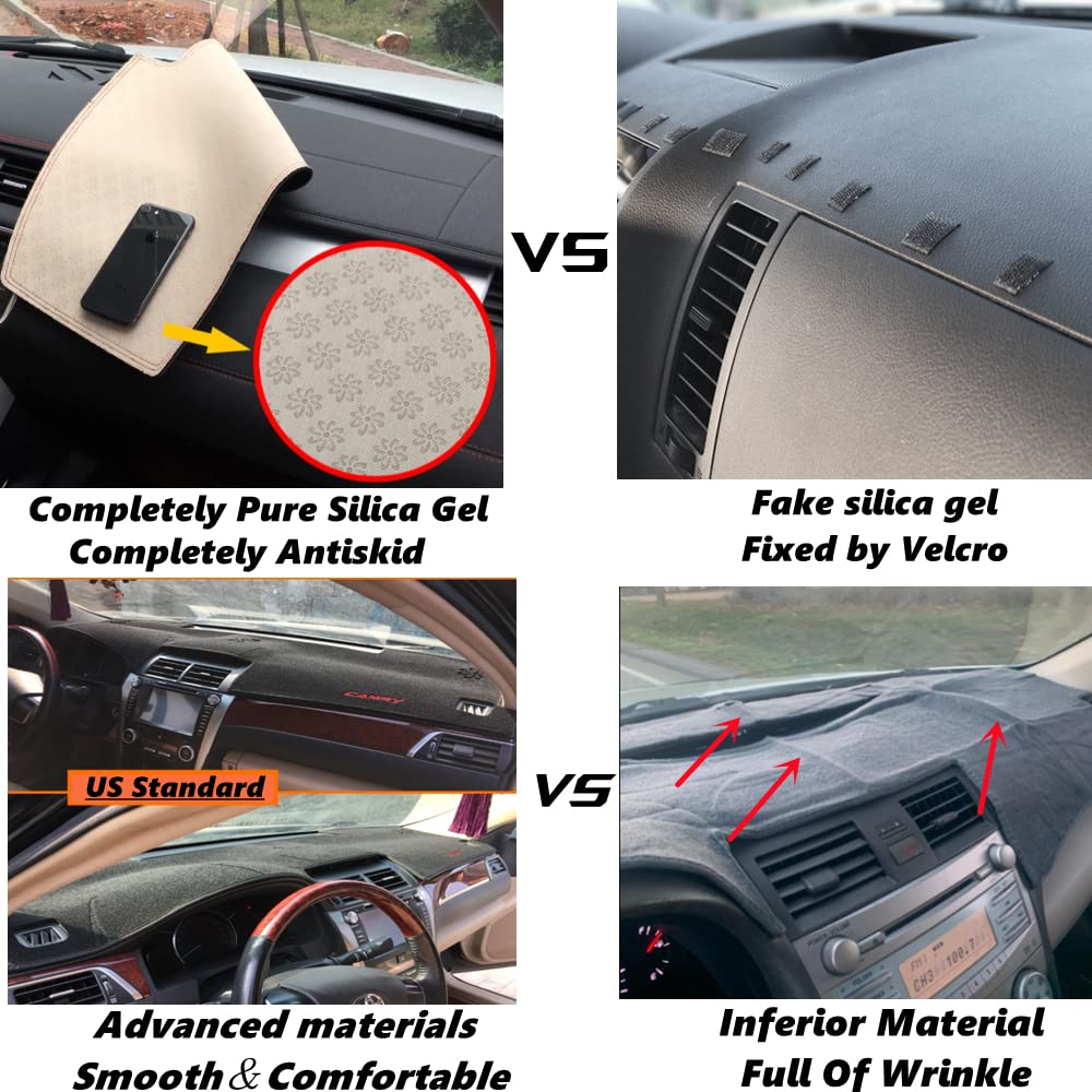 Jiakanuo Auto Car Dashboard Cover Mat Anti Slip/Anti-Vertigo Dash Board Cover Mat Pad Dashboard Carpet Sunshield Protector Custom Fit For Toyota Camry 2007,2008,2009,2010,2011(Black)
