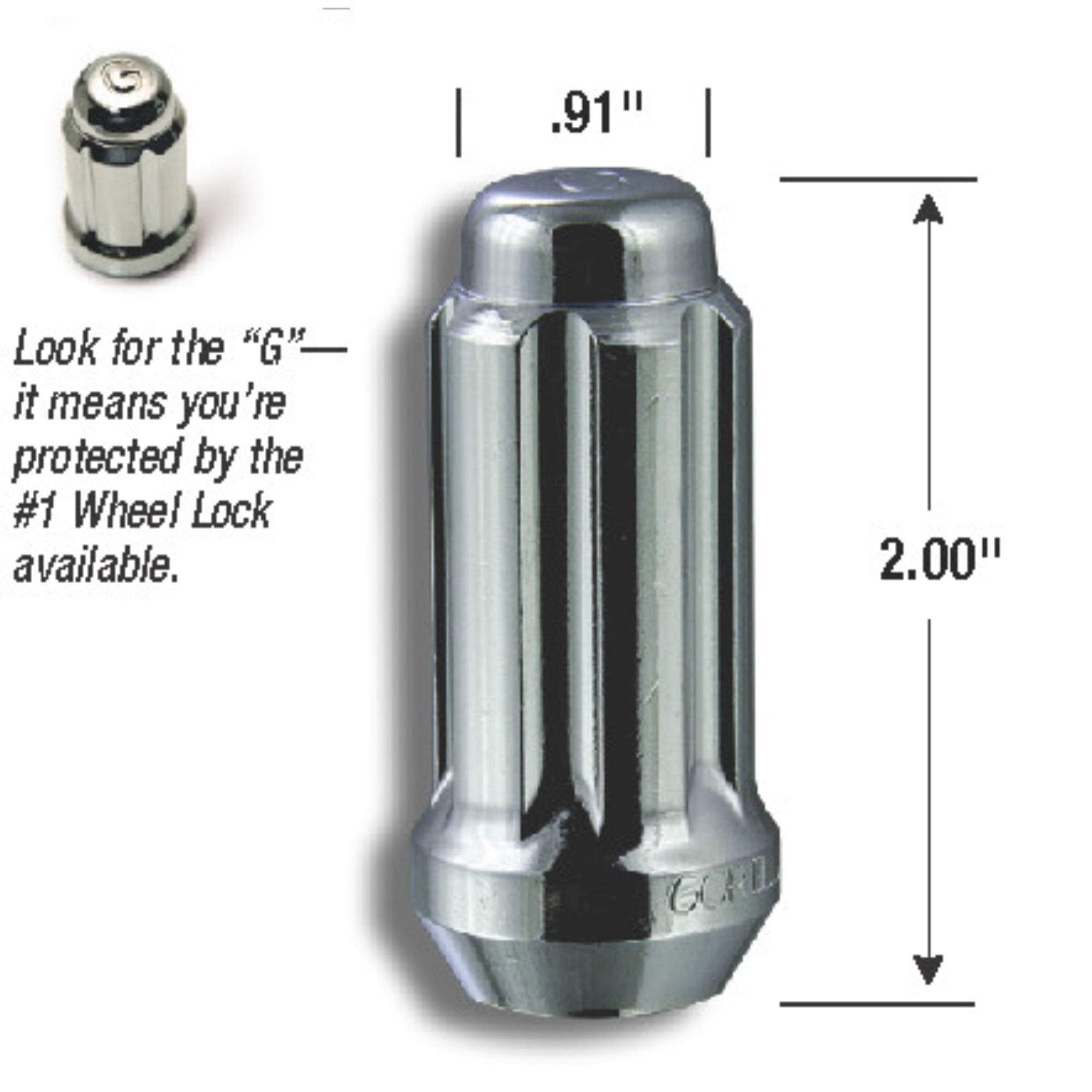 Gorilla Automotive 26641Sd 14Mm X 1.50 Thread Size Chrome Finish Small Diameter Duplex Wheel Lock, (Set Of 4)