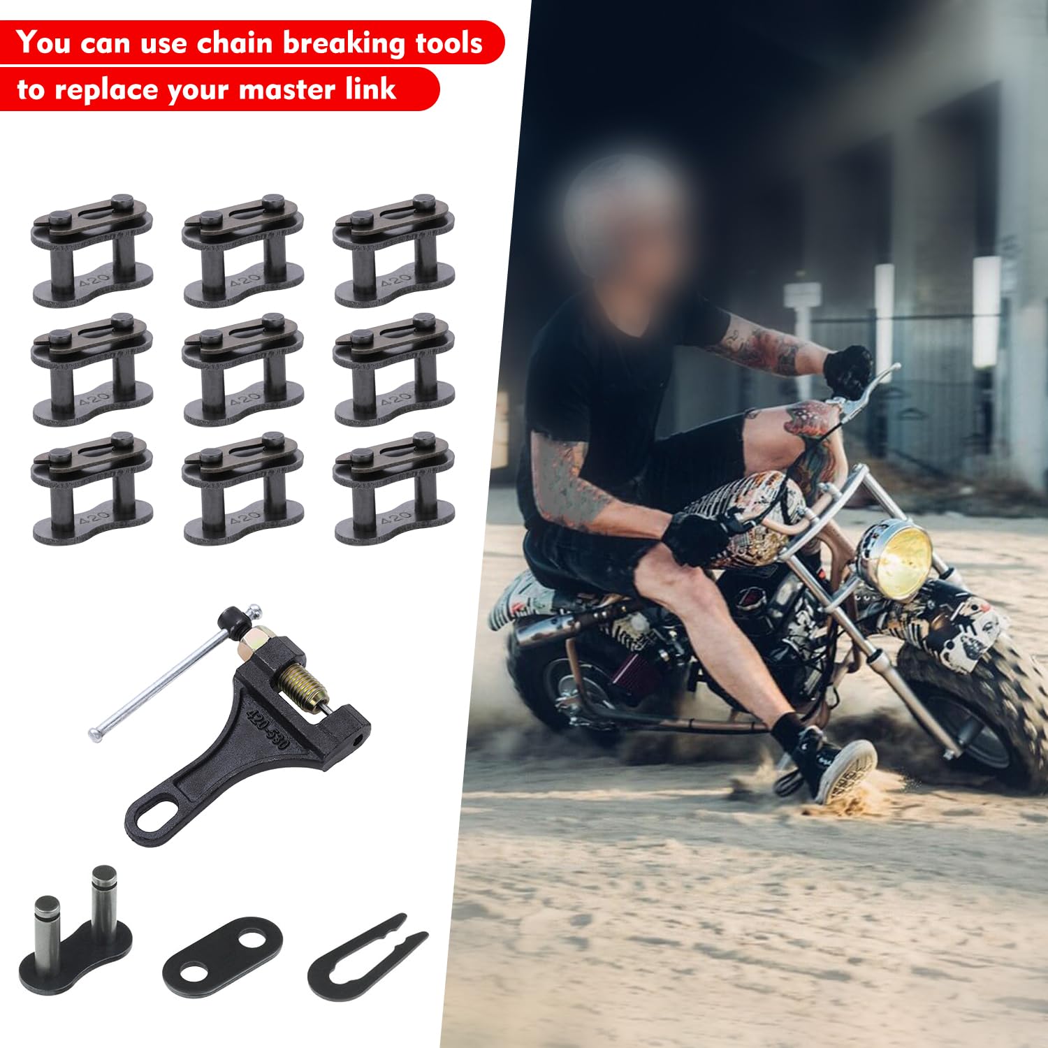 KAMIER 420 Chain Master Connect Link Breaker for Coleman CT200U BT200X Baja 196 212cc Mini Bike Go Kart TaoTao Coolster Ice Bear