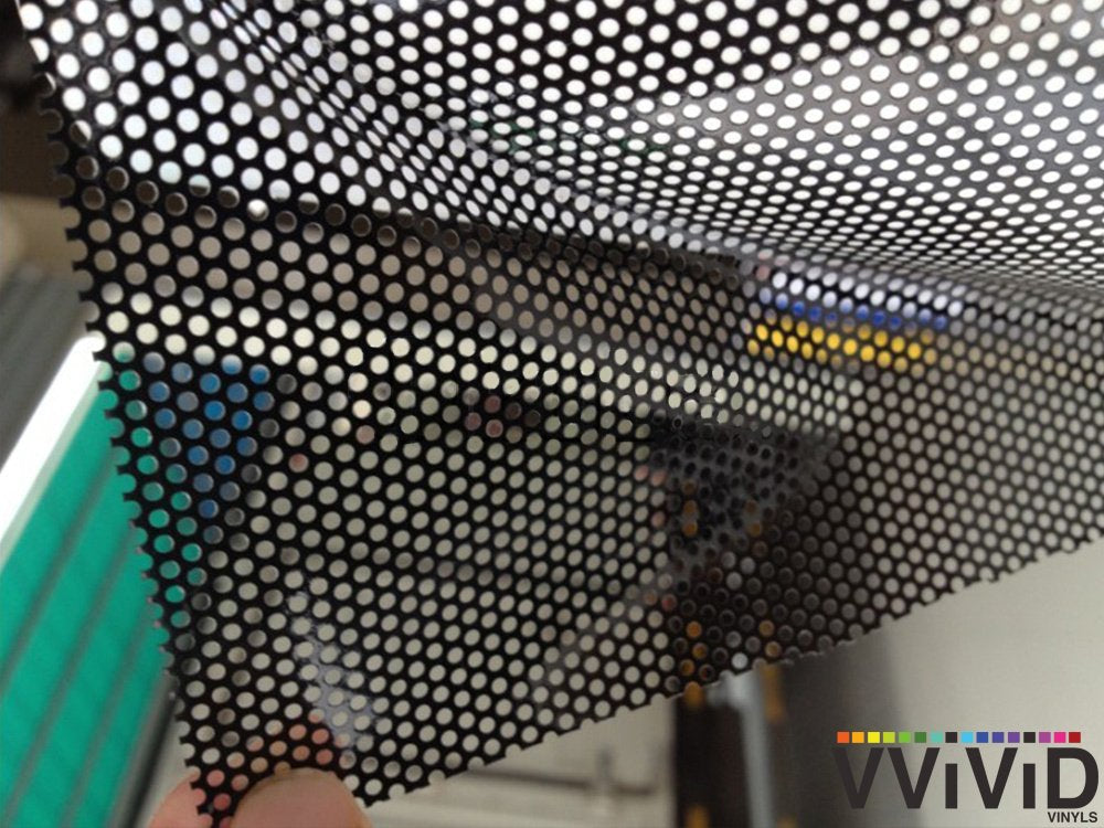 Vvivid One-Way Perforated Black Vinyl Privacy Window Film Adhesive Glass Wrap Roll (15Ft X 48 Inches)