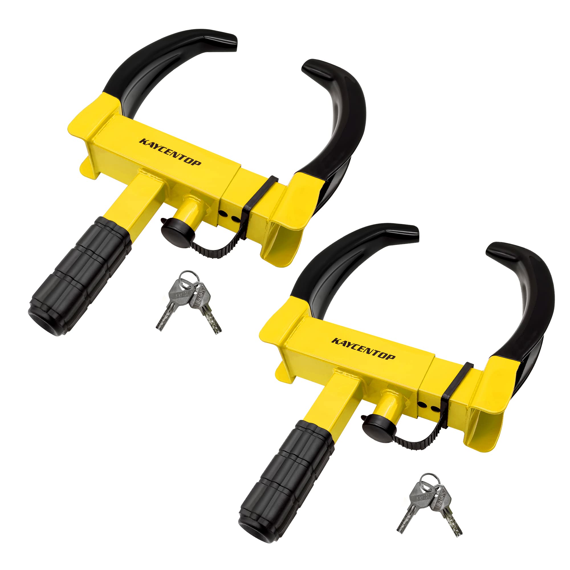 KAYCENTOP Wheel Clamp Lock - Universal Anti-Theft Tire Lock, Fits Most Vehicles, 2 Pack, Black, Max 10" Tire Width, 7" Reach