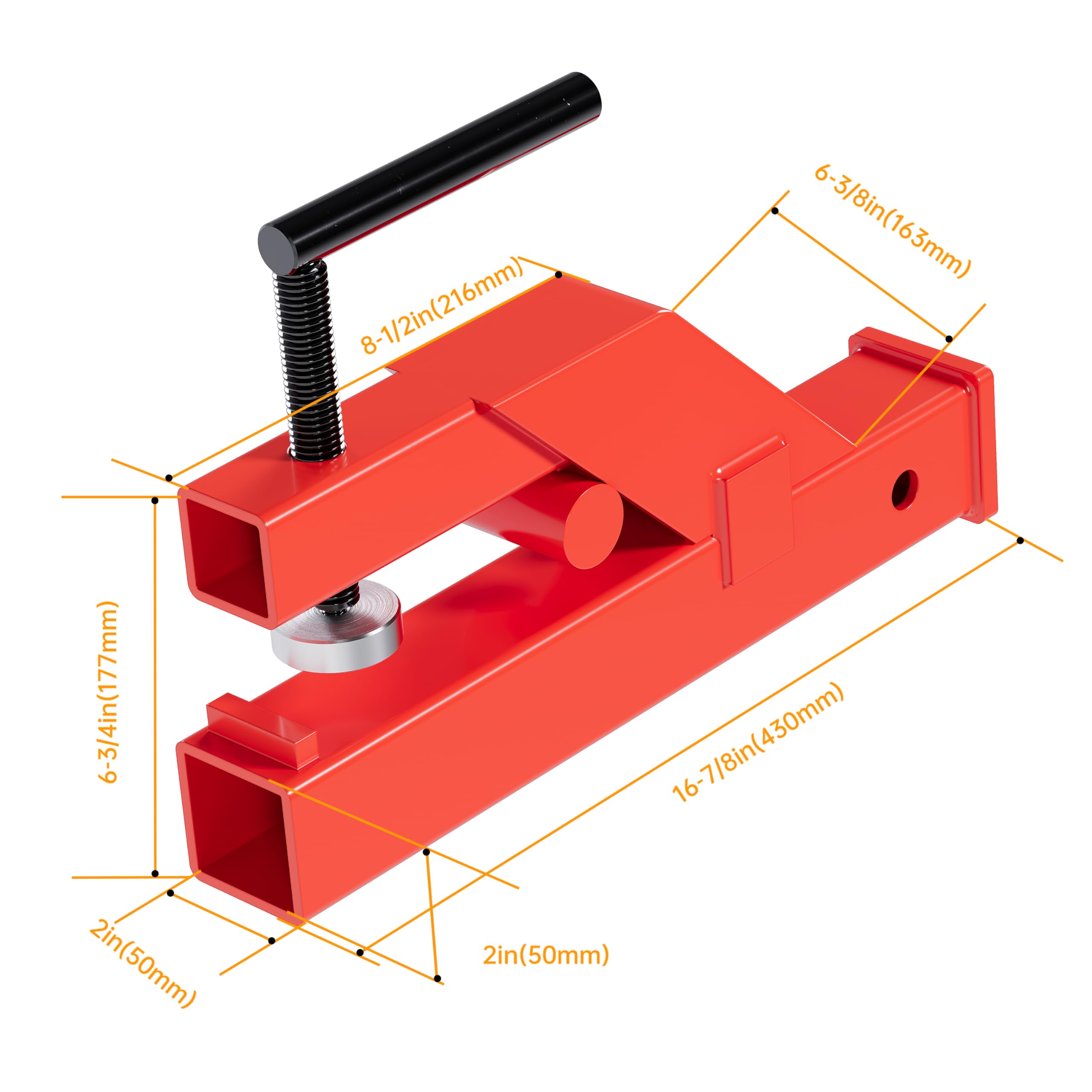 Hecasa Clamp On Trailer Hitch 2'' Ball Tractor Mount Receiver Hitch Mount Adapter Compatible With Deere Bobcat Tractor Bucket