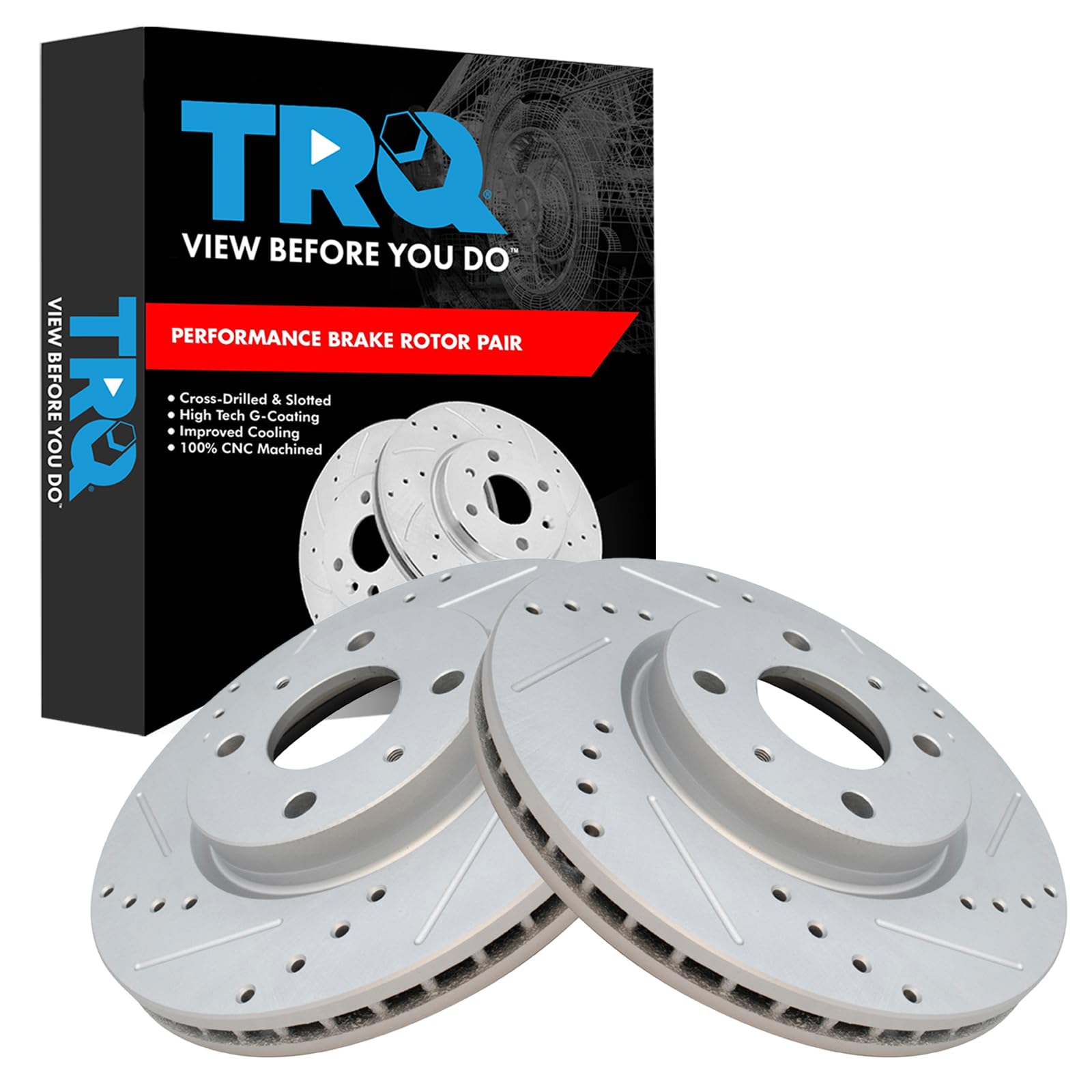 Trq Front Performance Brake Rotors Set Premium G-Coated Compatible With 2008-2011 Ford Focus