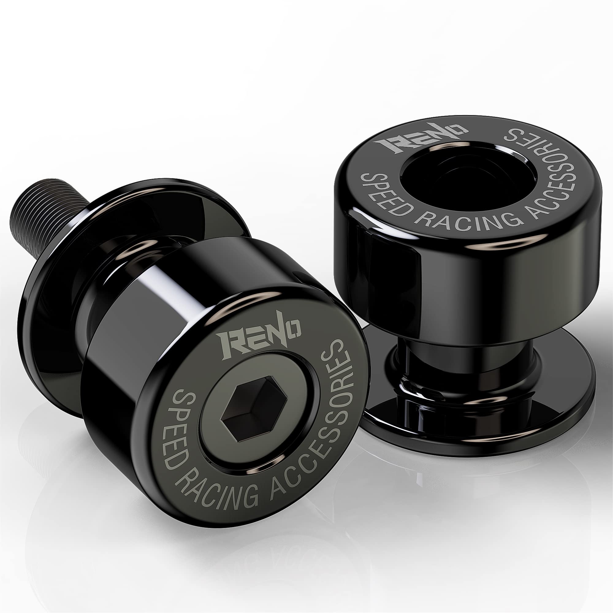 Reno Sp1-M8 Aluminum Motorcycle Swingarm Spools Slider Pro Compatible With Select Models (Black, 2 Pcs)