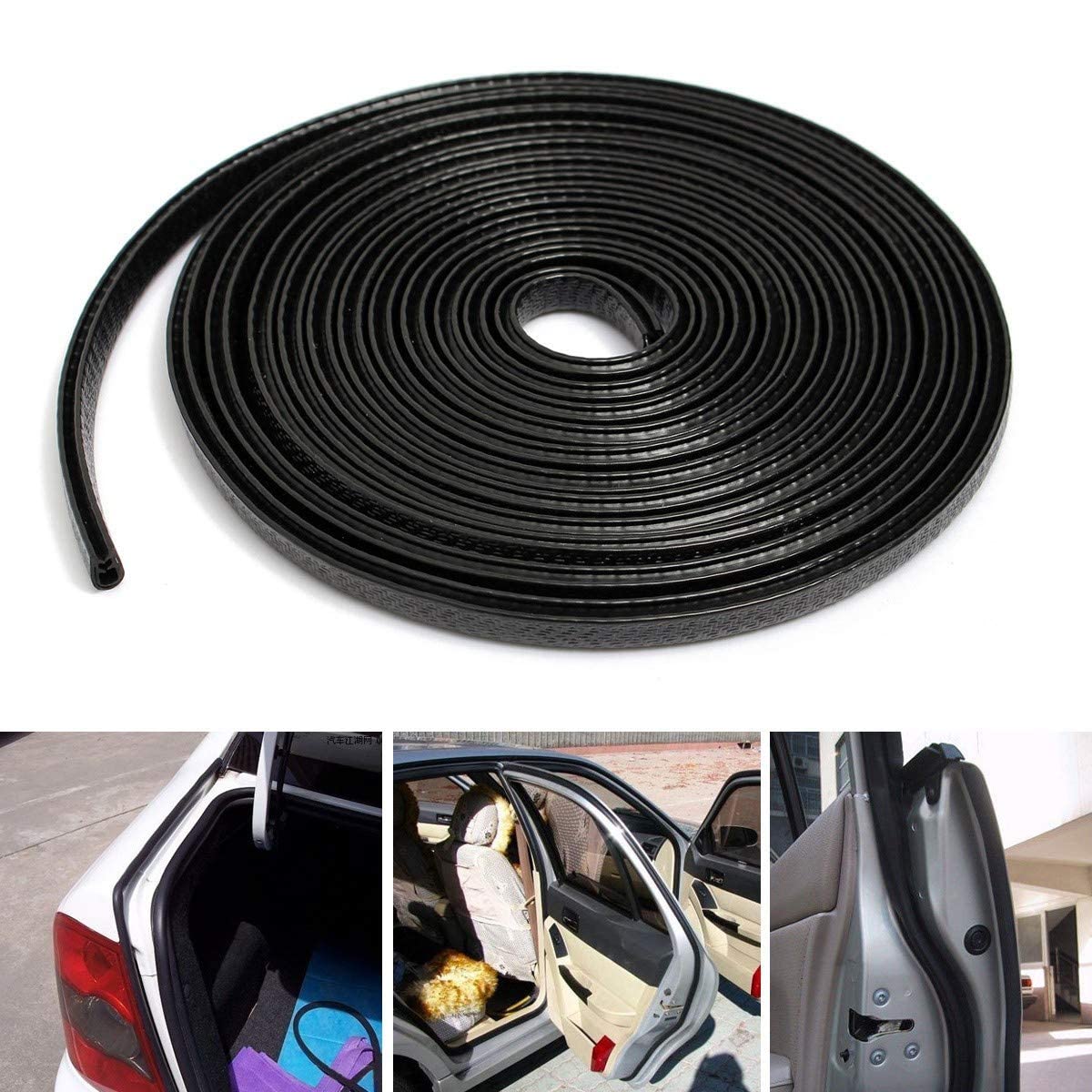 Otoliman Steel Coating Black Rubber 10Mmx15Metres(17Feetsx3) Car Door Edge Scratch Guard Trim Molding Protector Cover Full U Sha