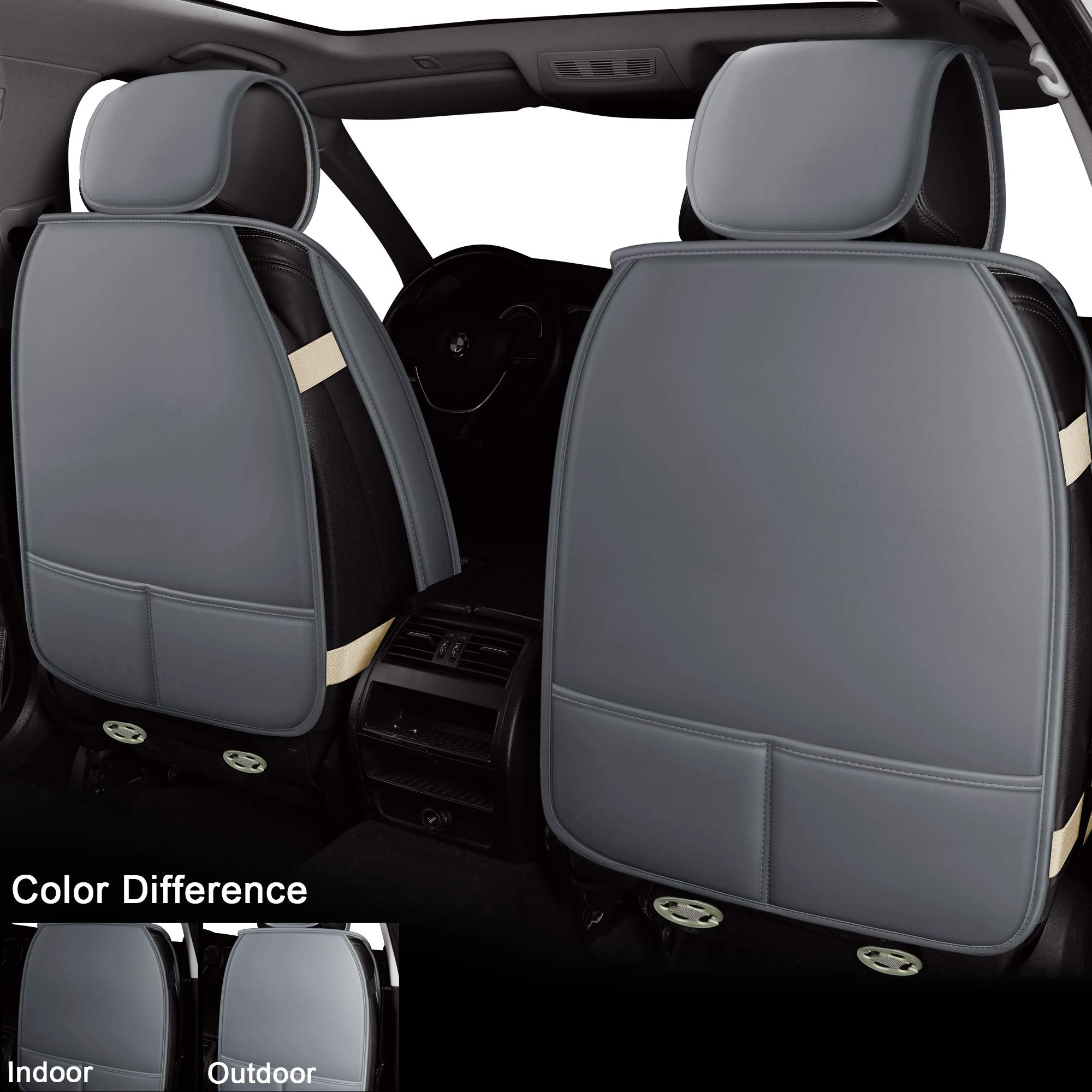 Luckyman Club 2 Pcs Gray Car Seat Covers Fit Most Sedan Suv Truck Fit For Escape Chevy Silverado Spark Traverse Volt Murano Path