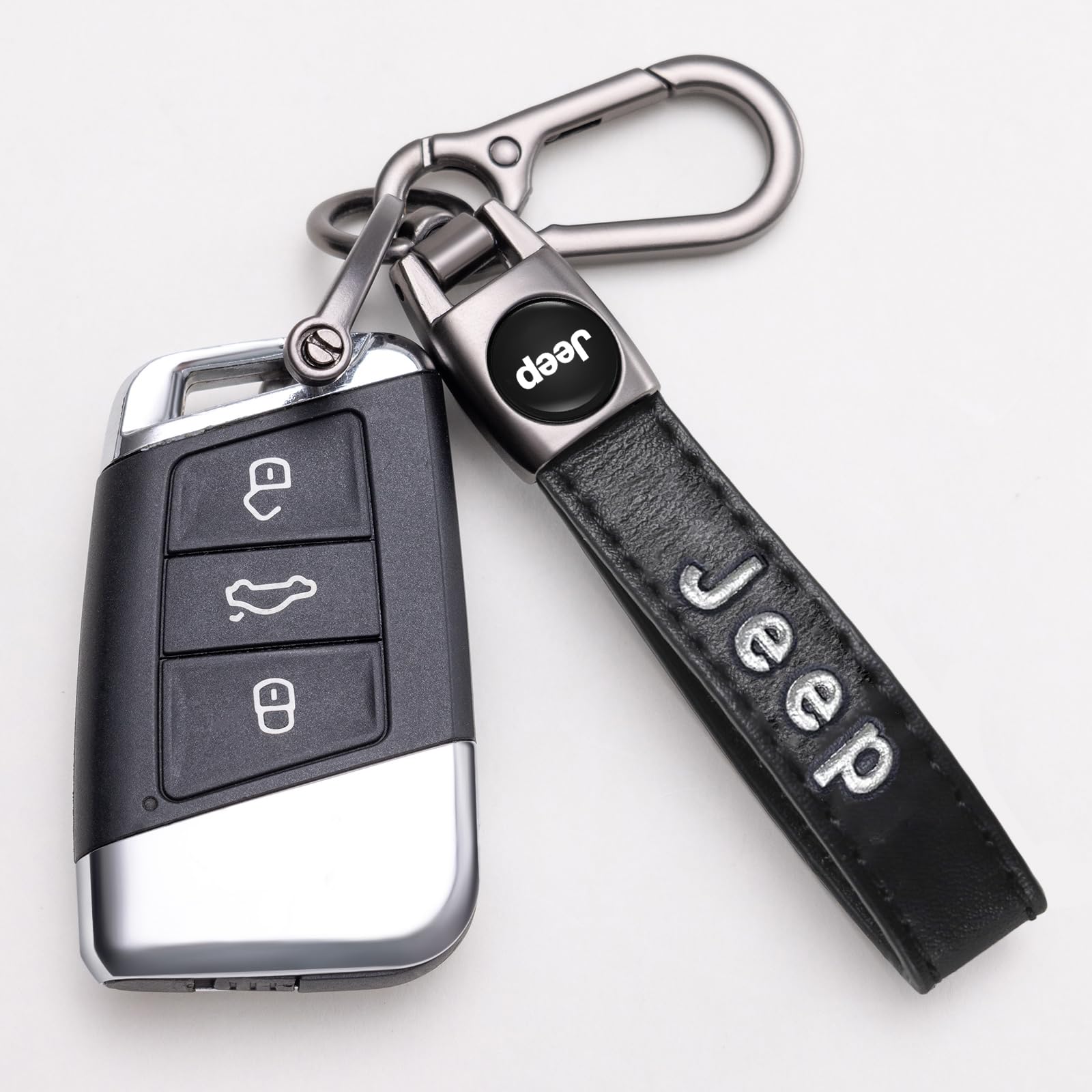 Sdshsm Genuine Leather Car Keychain Suit For Jeep Wrangler Compass Cherokee Renegade Patriot Grand Commander Men'S And Women'S K