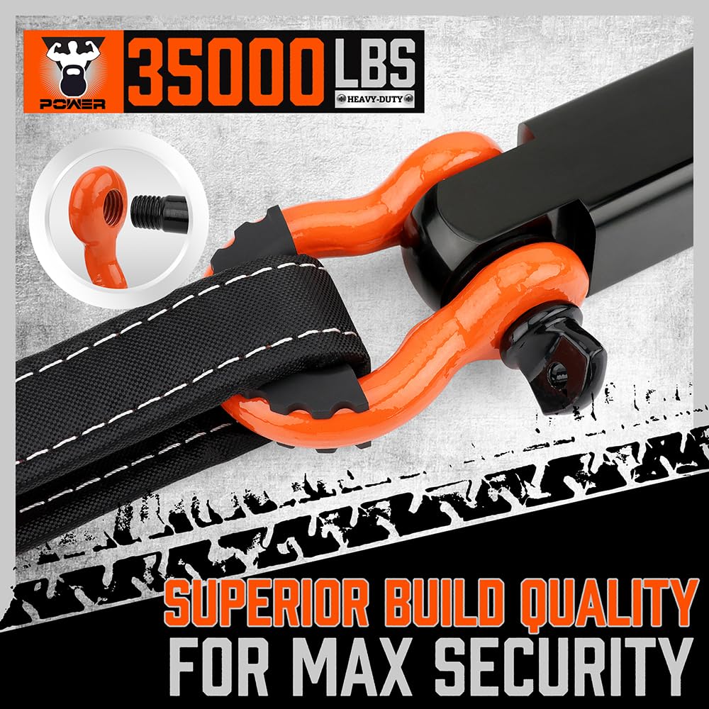 HORUSDY 3" x 30Ft Nylon Heavy Duty Tow Strap Recovery Kit - 35,000 LBS Break Strength with Hooks & D Ring Shackles, Model 88021