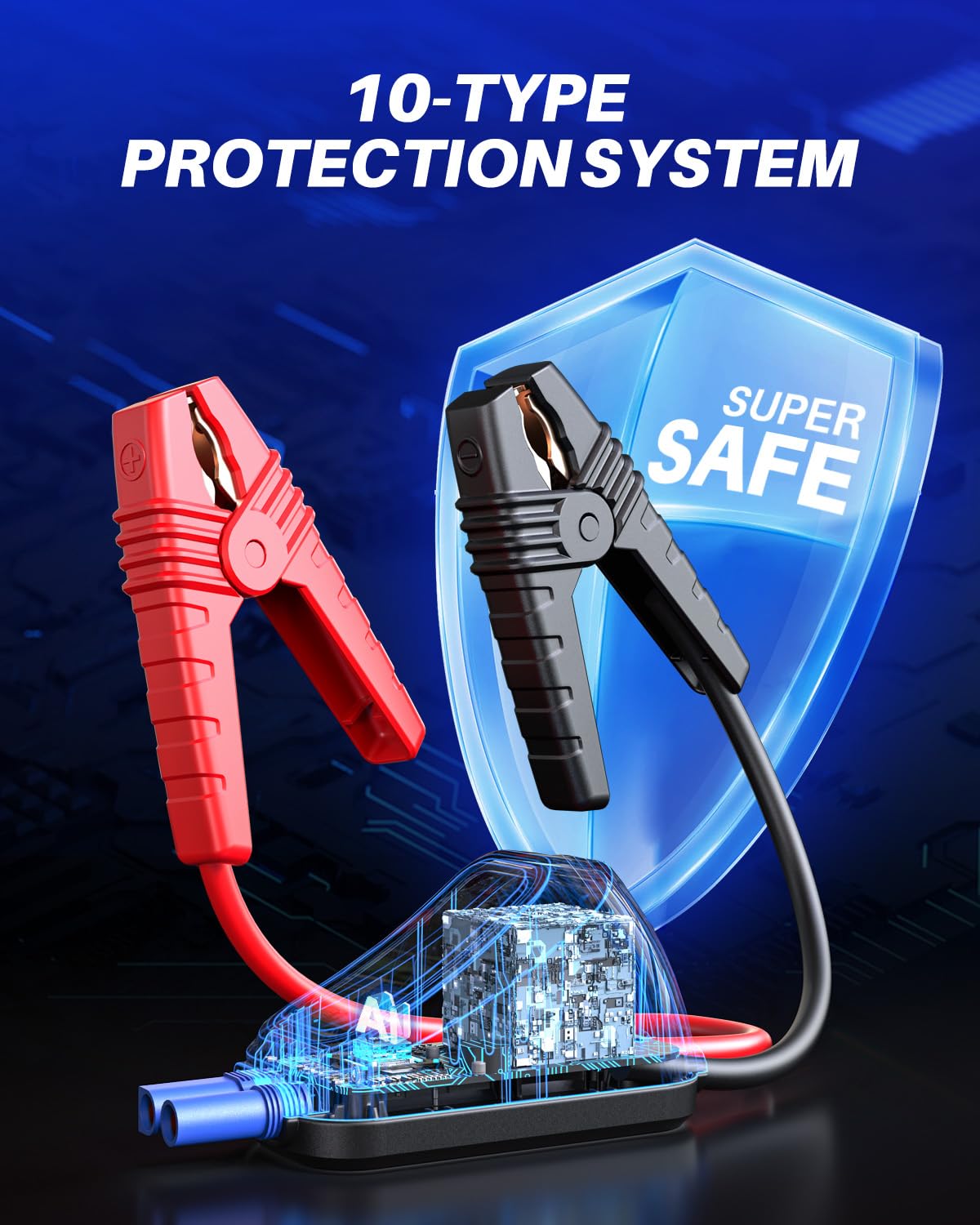 AUTOONE 6000A Car Battery Jump Starter, 12V Portable Jumper Box with USB Output, Model JS02, for Gas & 12L Diesel Engines