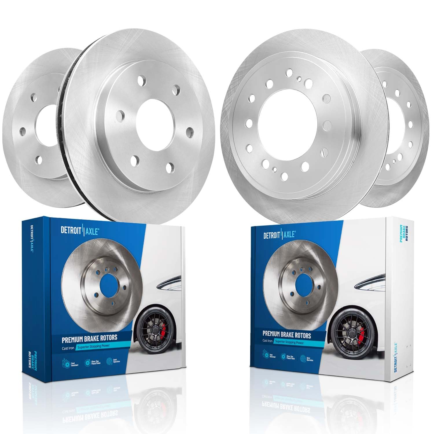 Detroit Axle - Brake Rotors for Toyota 2003-2009 4Runner, 2007-2009 FJ Cruiser, Disc Brake Rotors 2008 Replacement Brakes [12.56