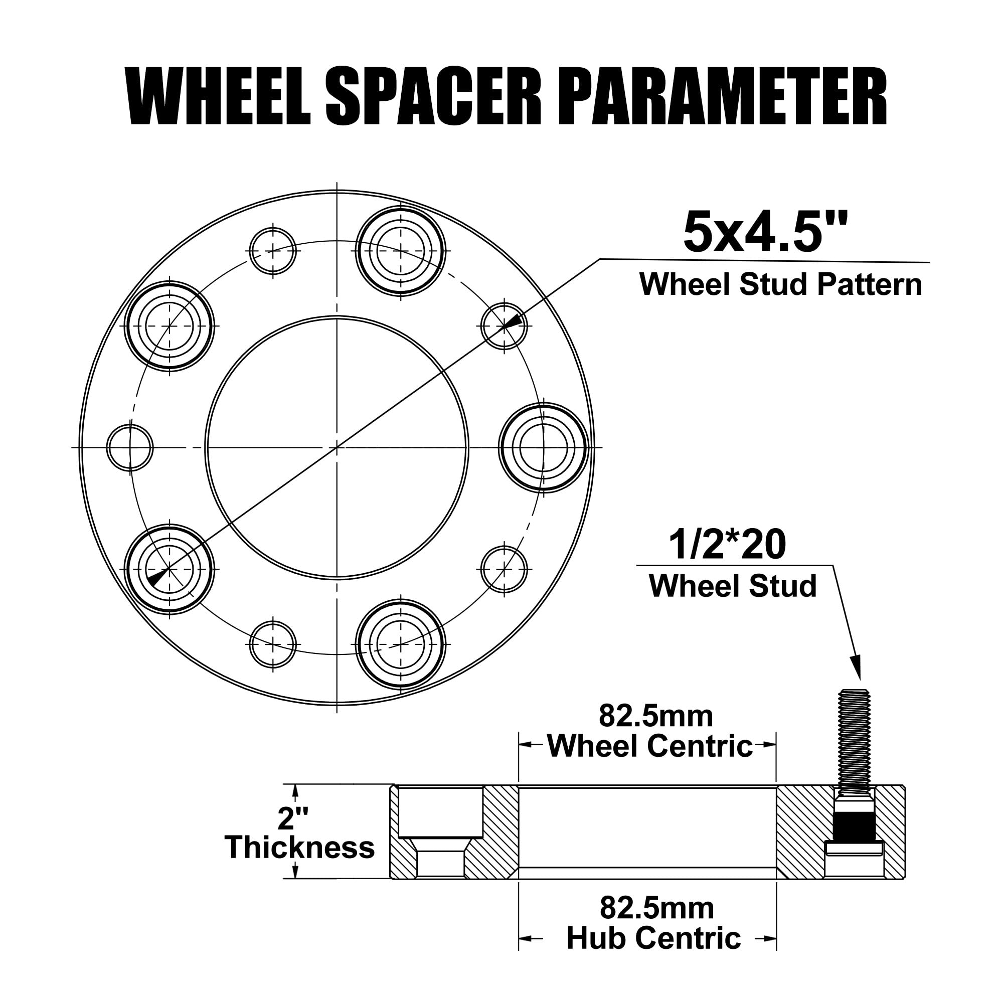 Flycle 5X4.5 To 5X4.5 Wheel Spacers For Tj Yj Xj Kj Kk Zj, 2 Inch 5X114.3Mm Wheel Spacer For Ranger Explorer Mustang Edge With 1/2-20 Studs