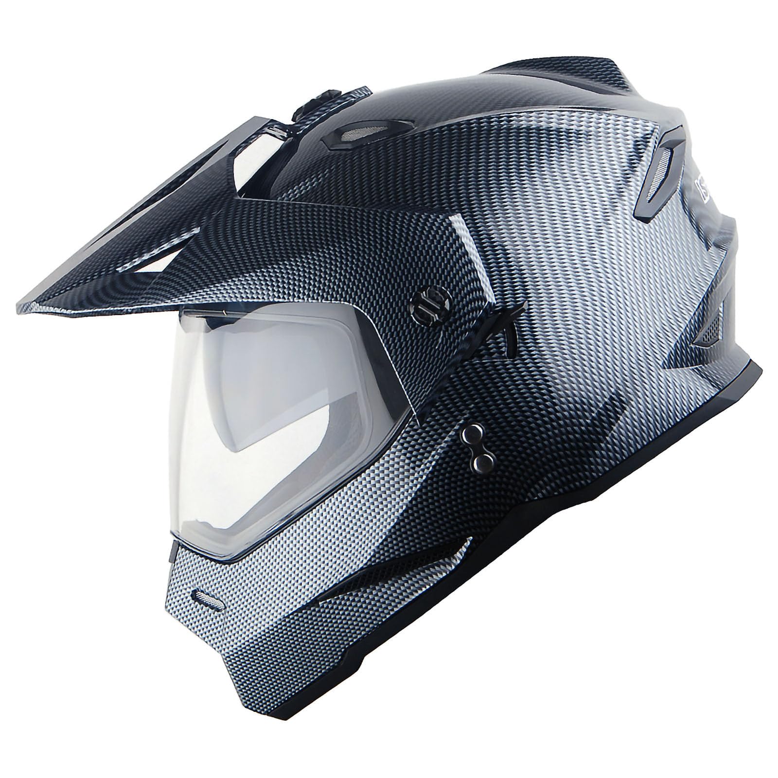 1Storm Dual Sport Motorcycle Helmet - Off Road Full Face, XX-Large, Dual Fiber Black, Model HF802, Plastic Material