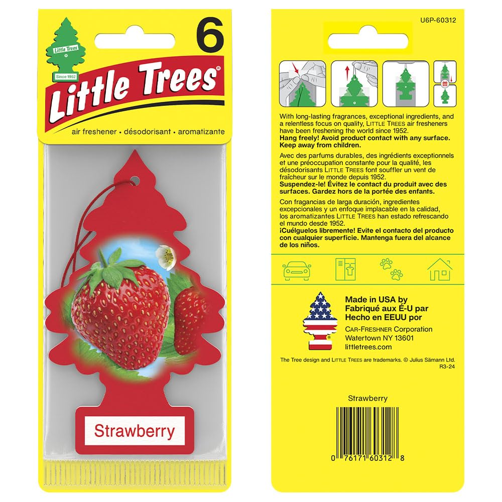 Little Trees Air Fresheners Car Air Freshener. Hanging Tree Provides Long Lasting Scent For Auto Or Home. Strawberry, 24 Air Fre