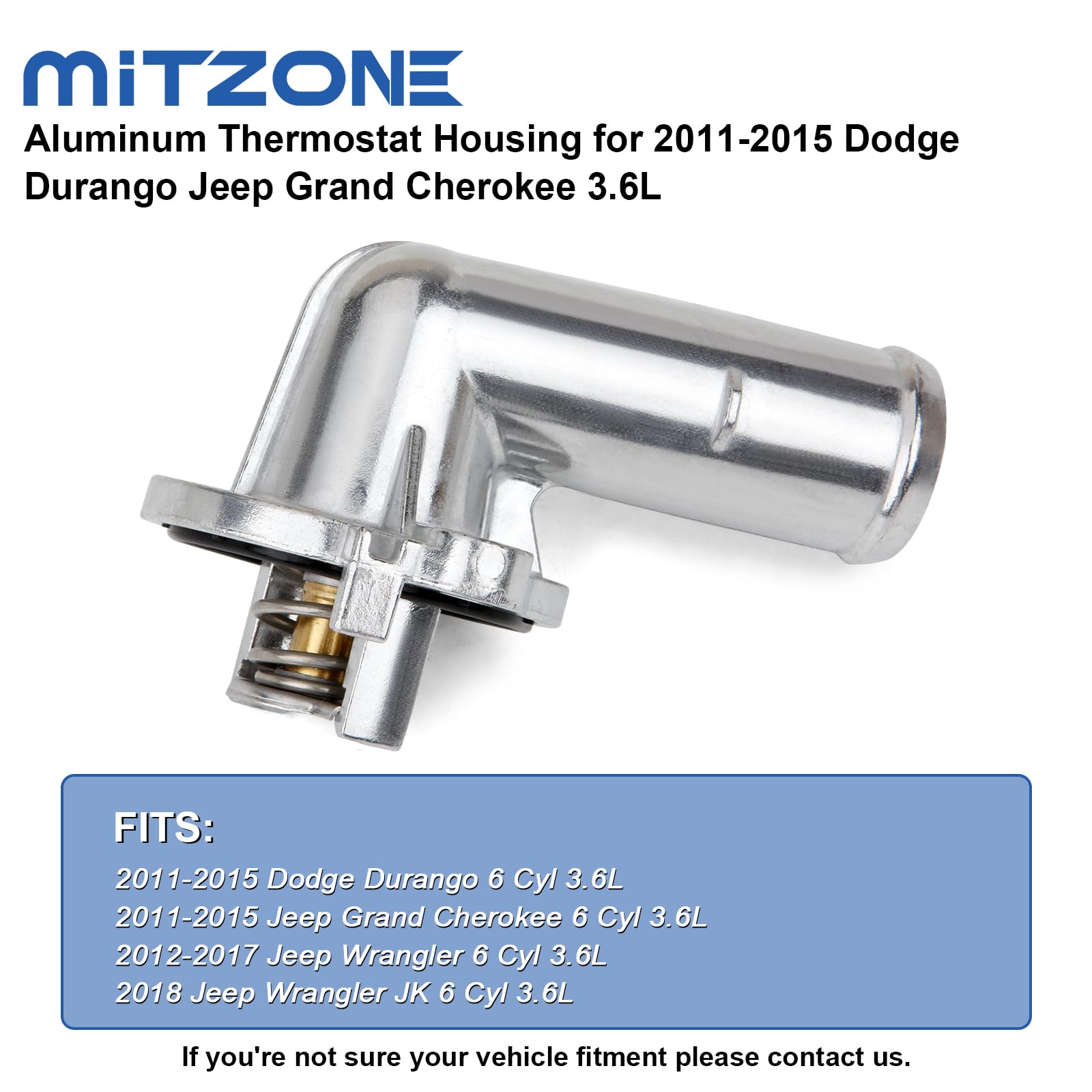 MITZONE Upgrade Aluminium Thermostat Housing Assembly Compatible with Dodge Durango Grand Cherokee 2011-2015 Wrangler JK 2012-20