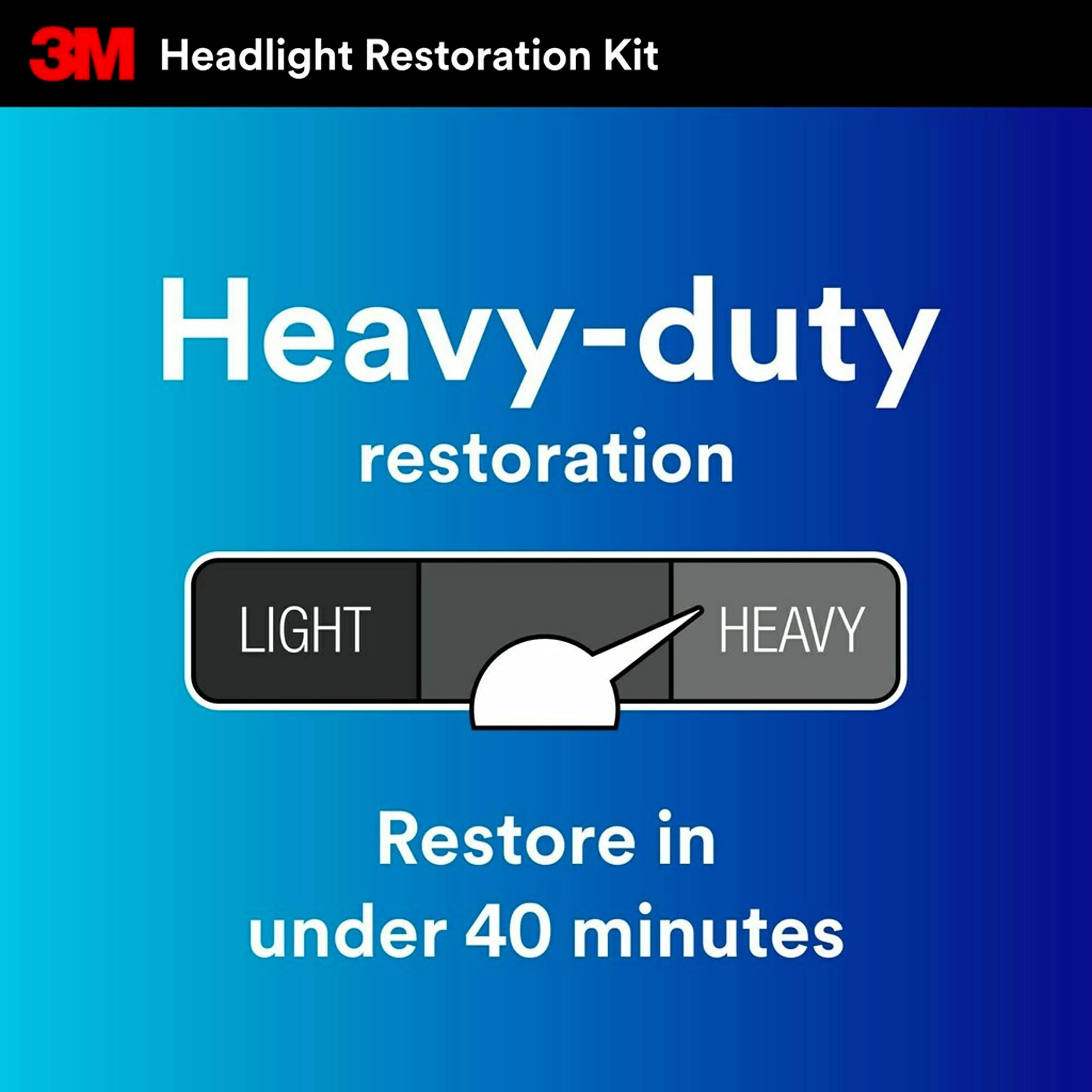 3M Headlight Restoration Kit - Heavy Duty 2-Pack for Car Headlight Cleaning - Model 39008F2, Drill Required