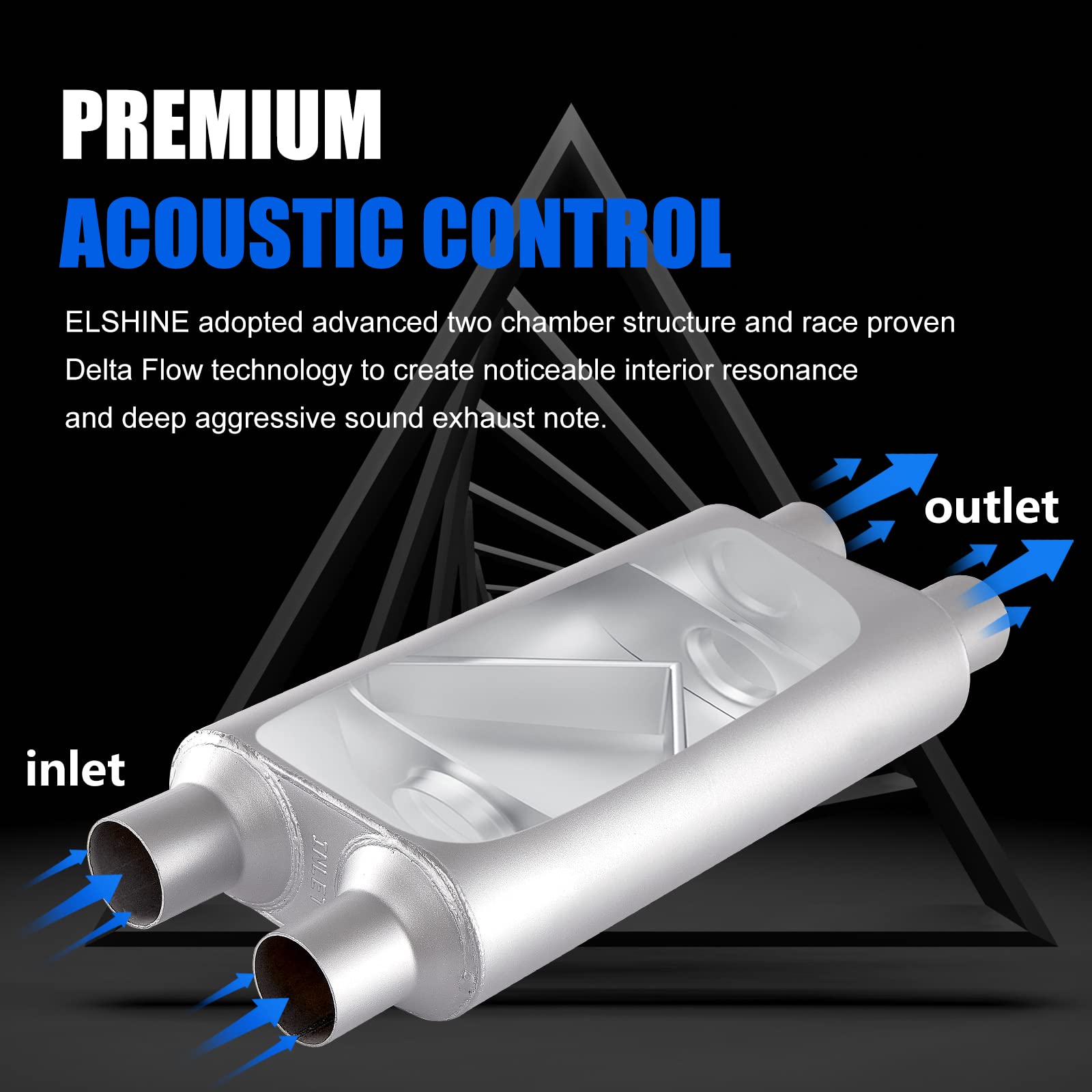 Universal Exhaust Muffler With Aggressive Sound, Anti-Corrosive Muffler, Chamber Performance Mufflers For Cars, Trucks(2.25'' Du