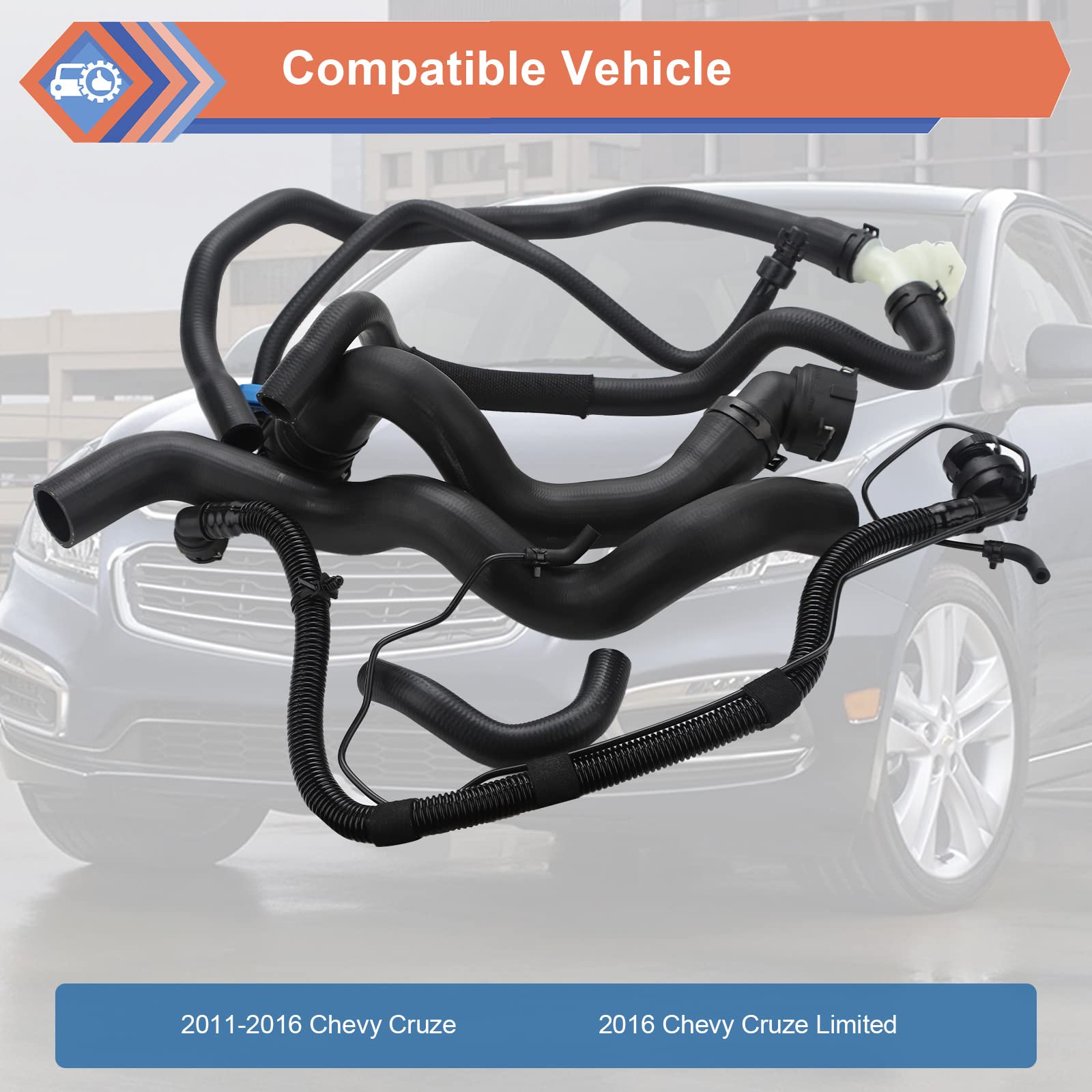 ZONFANT 6 Pcs Engine Radiator & Heater Hose Set for Chevy Cruze 2011-2016, 1.4L, Replaces 13251447, 132514