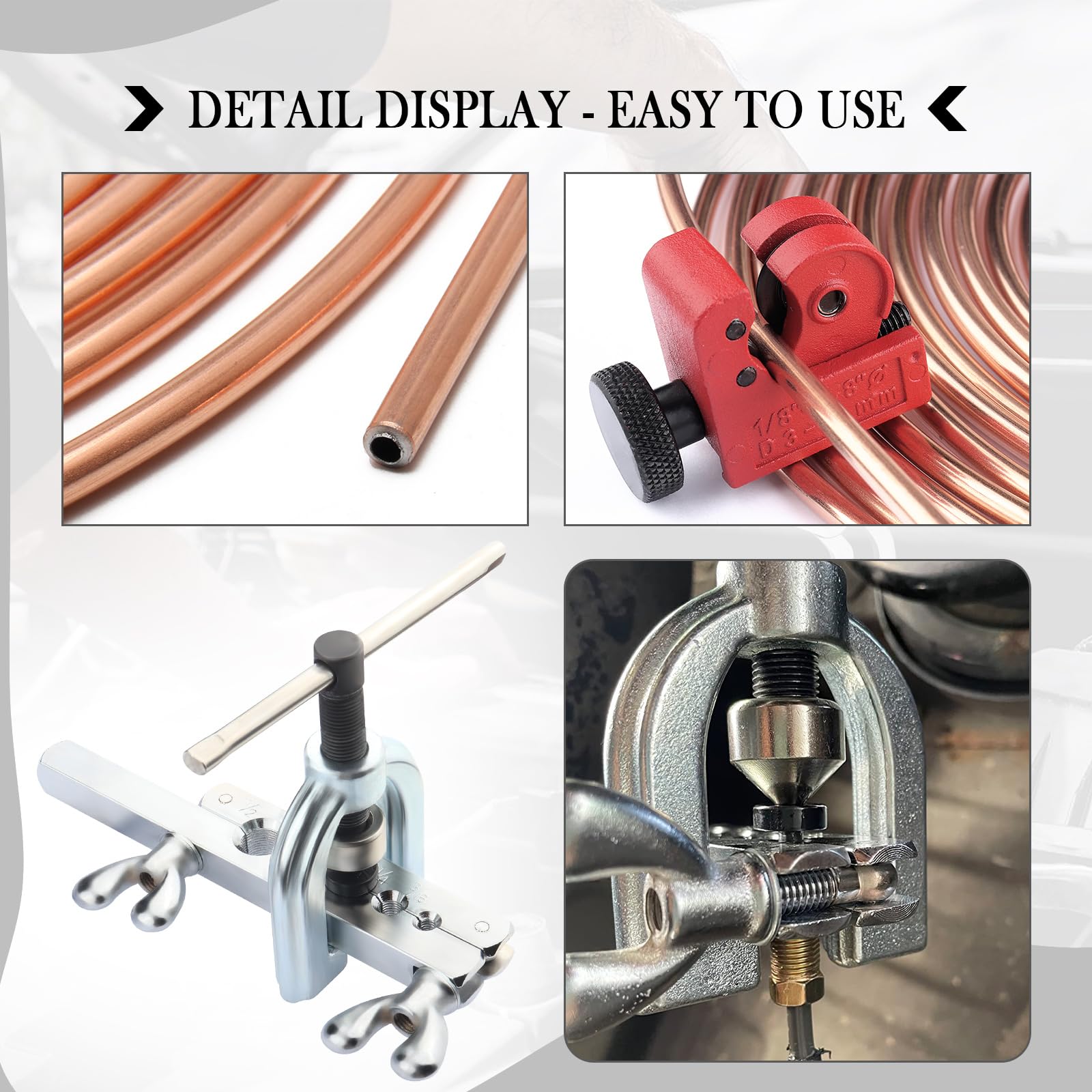 25Ft 1/4'' and 3/16'' Brake Line Kit with Includes 32 Inverted Flare Brake Line Fittings and Double & Single Brake Line Flaring