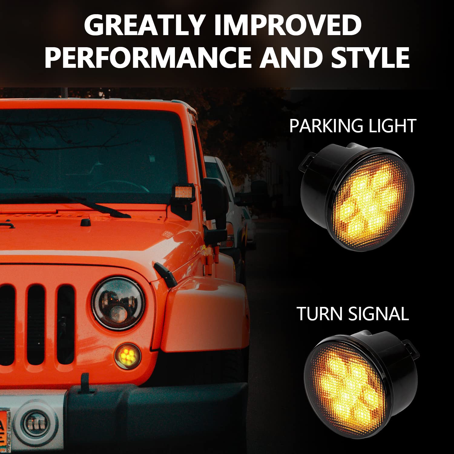 B.Zssy Jk Turn Signal Lights Assembly Compatible With 2007-2018 Jeep Wrangler Jk & Wrangler Unlimited, Led Front Indicator Blink