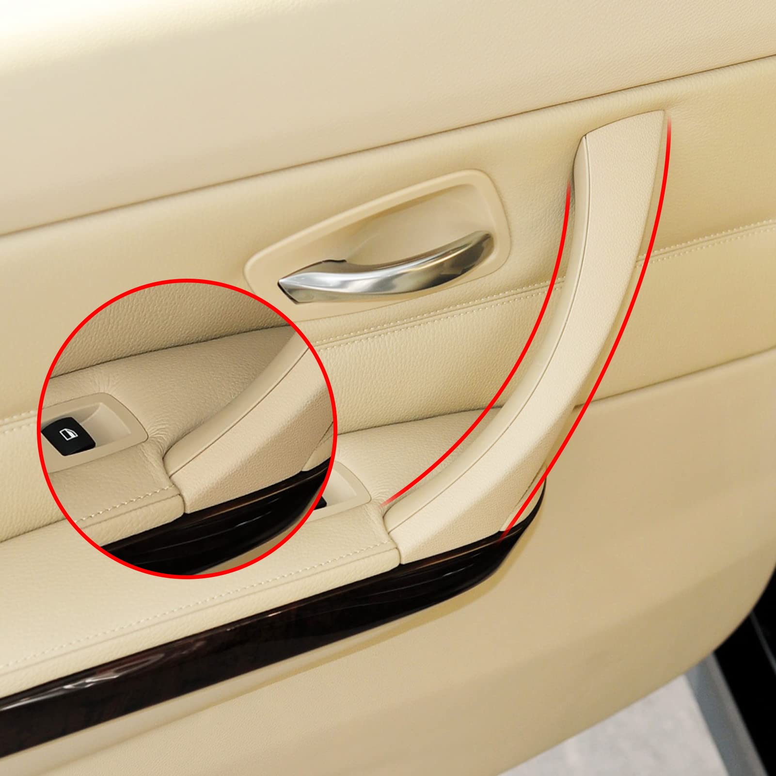 Jaronx Compatible With Bmw 3 Series Door Handle E90/E91/E92/E93 2004-2011, 6Pcs Door Pull Handle Replacement Left And Right Interior Door Handle Set For Bmw 318I,320I,323I,325I,328I,330I,335I(Beige)