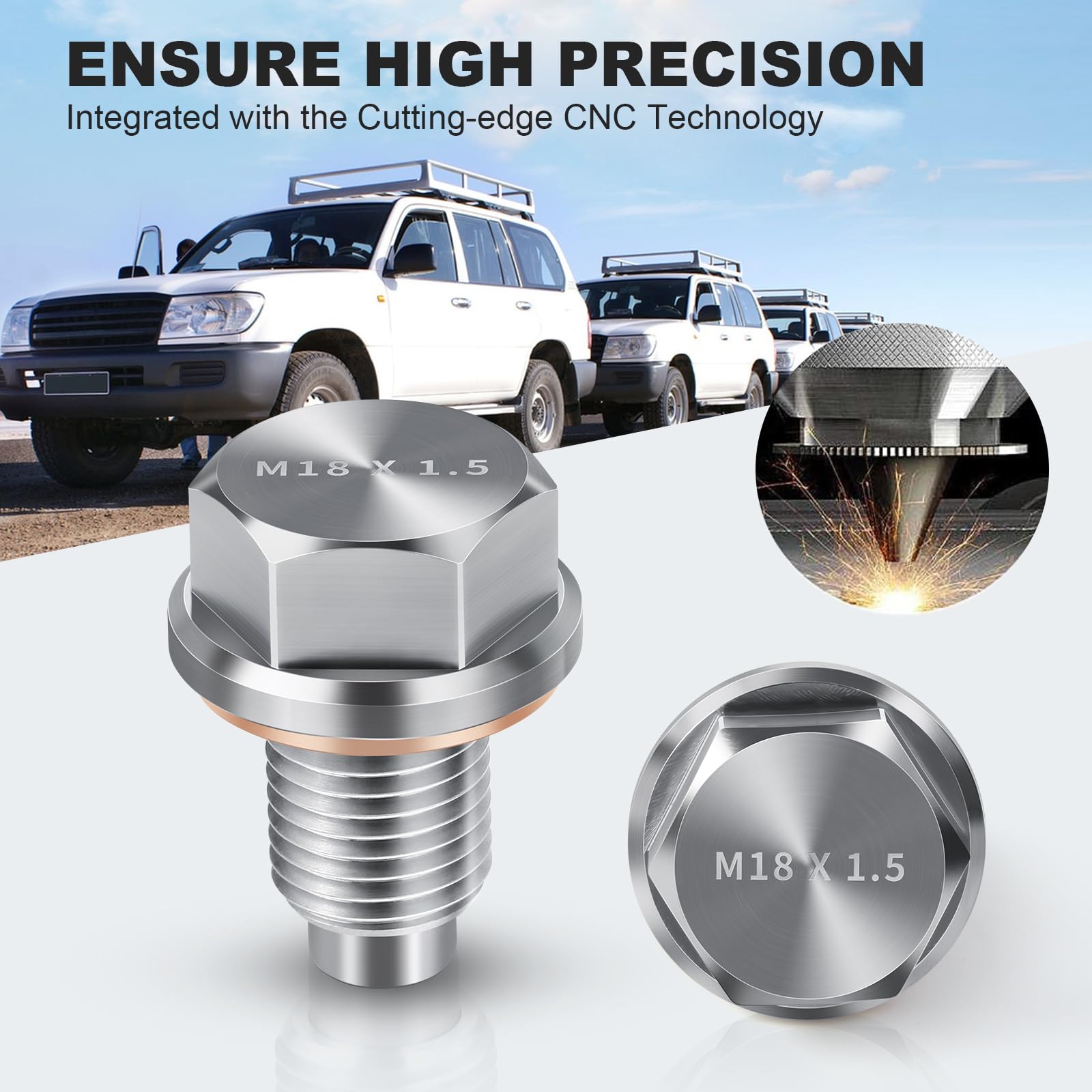 M18 X 1.5 Magnetic Oil Drain Plug Stainless Steel Oil Pan Drain Bolt With Red Copper Washer Gaskets Replacement For Bmw, Land Ro
