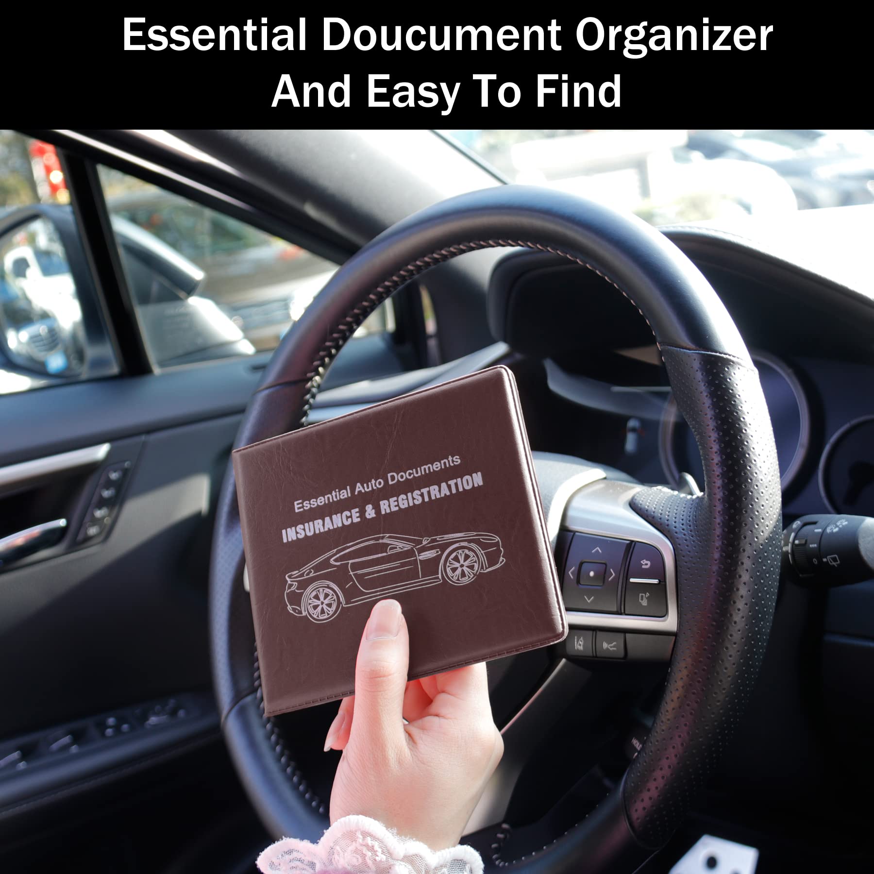 Uyye Auto Car Essential,Car Registration And Insurance Card Documents Holder 2-Pack,Car Interior Accessories For Car,Truck,Suv A