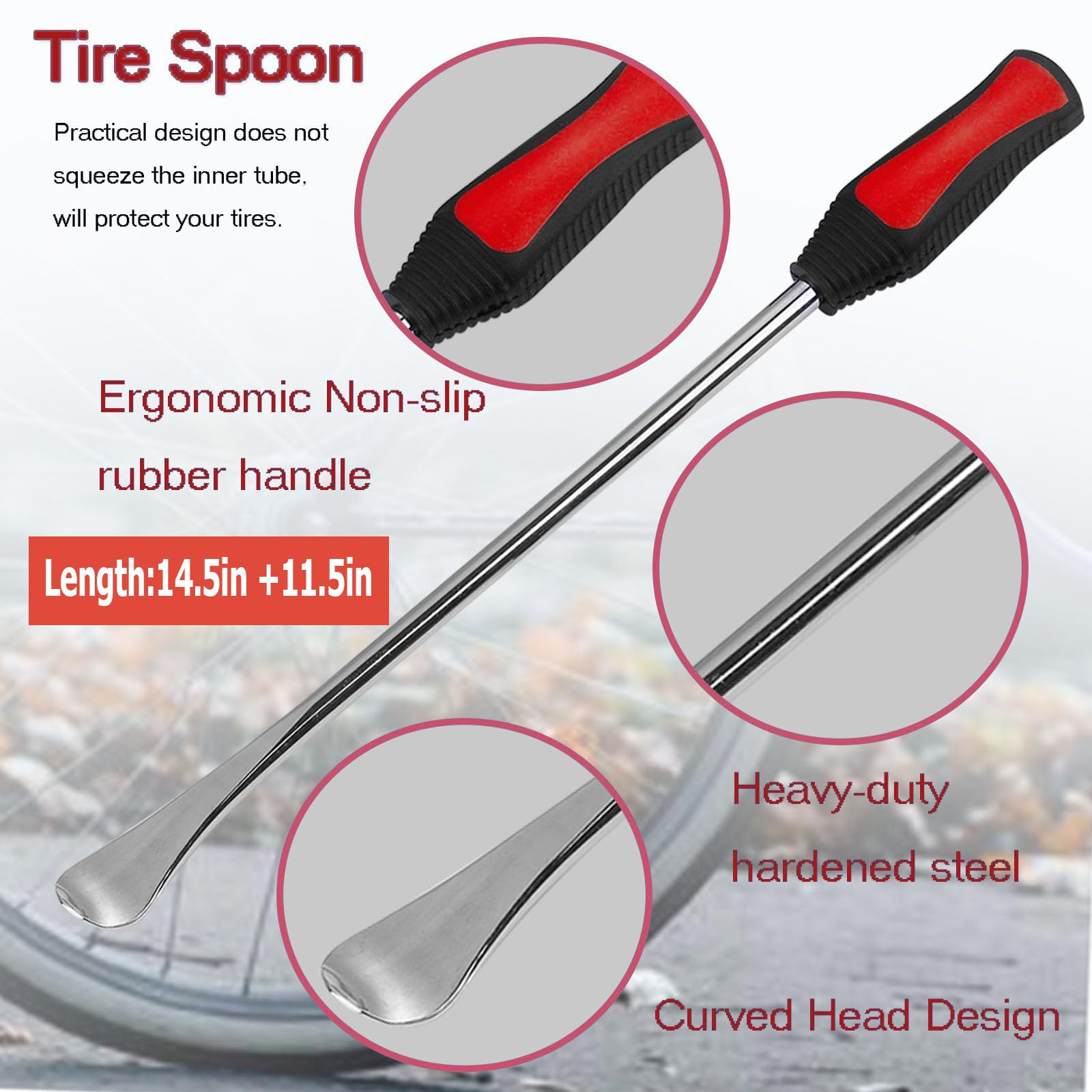 Wintowin Tire Spoons Lever Motorcycle Dirt Bike Lawn Mower Tire Changing Tools With Bag 1X14.5 Inch 2X11 Inch Tire Irons 3X Rim
