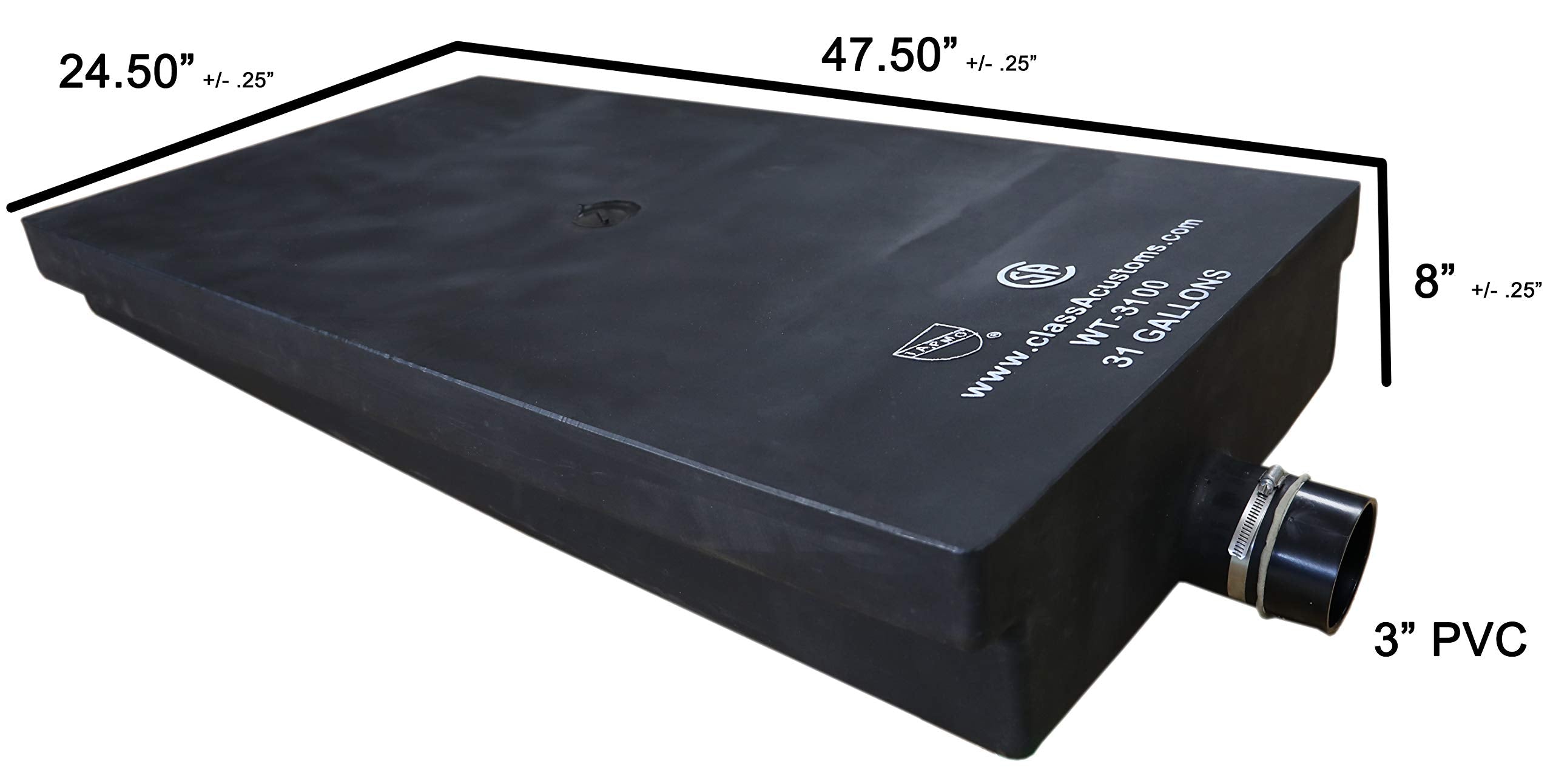 Class A Customs 31 Gallon Black RV Waste Holding Tank - Durable Polyethylene (PE) Construction