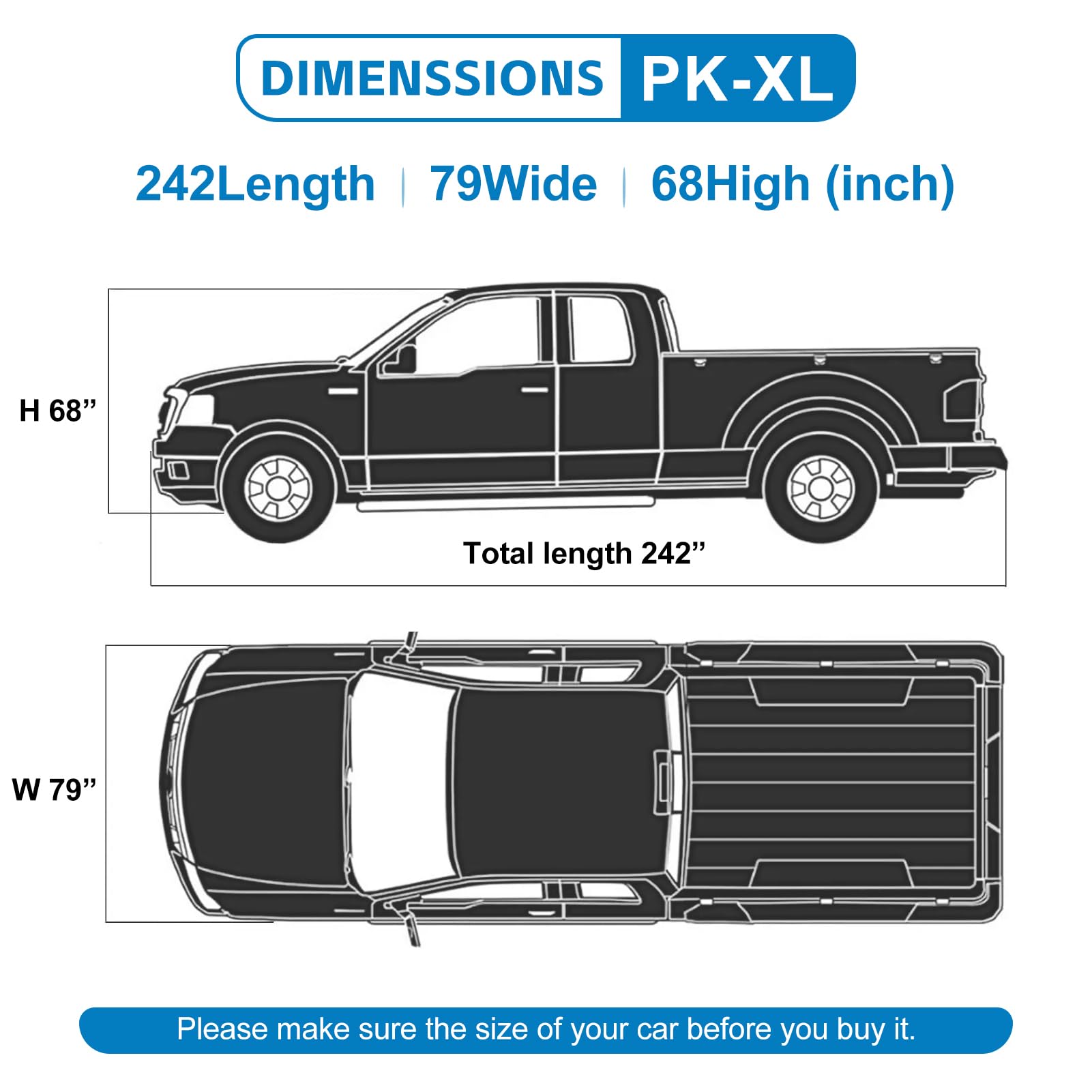 Holthly 10 Layers Truck Cover Waterproof All Weather. Pickup Truck Cover Rain Snow Uv Dust Protection. Length: 230-242 Inches, U