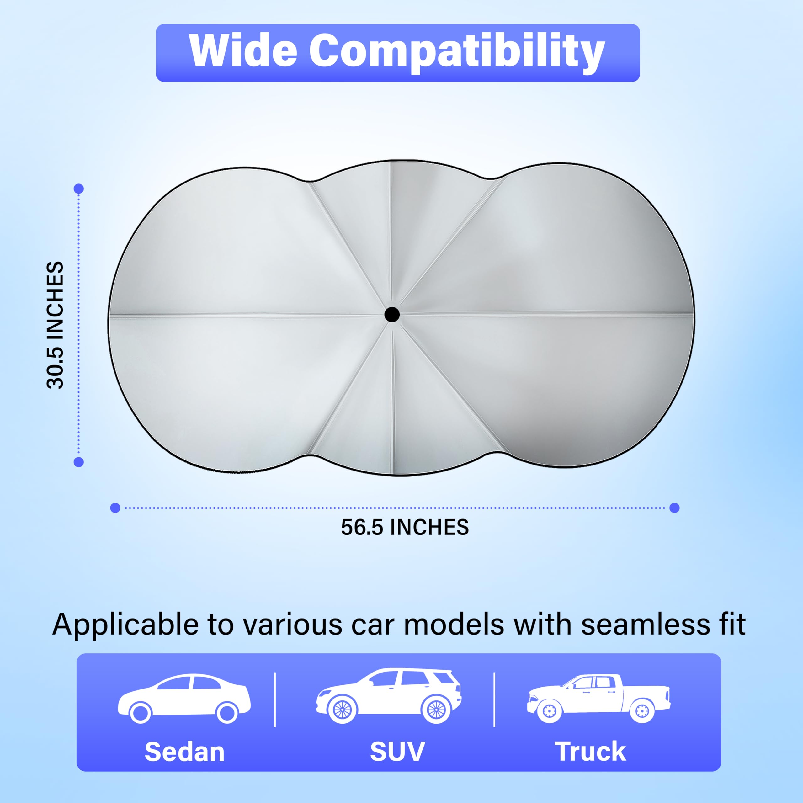 Econour Car Windshield Sunshade Umbrella | Foldable Car Umbrella Sun Shade Cover | Front Windshield Shade For Heat And Uv Rays P