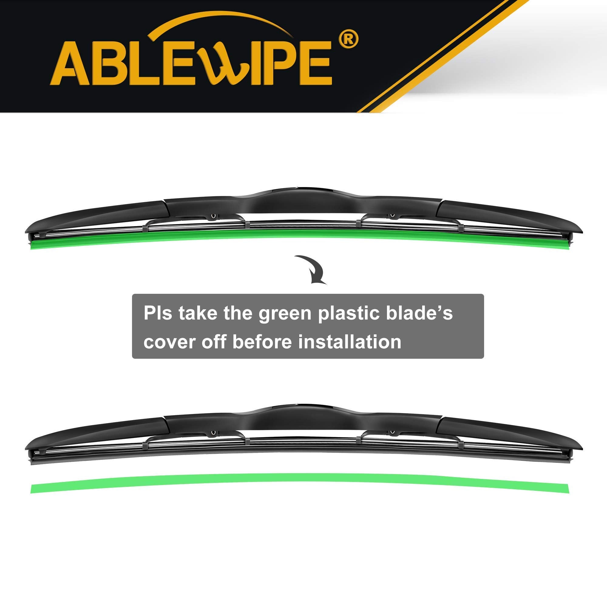Ablewipe Windshield Wiper Baldes, 17 Front Window Wiper Blades Model: 18O13B (1 Piece)