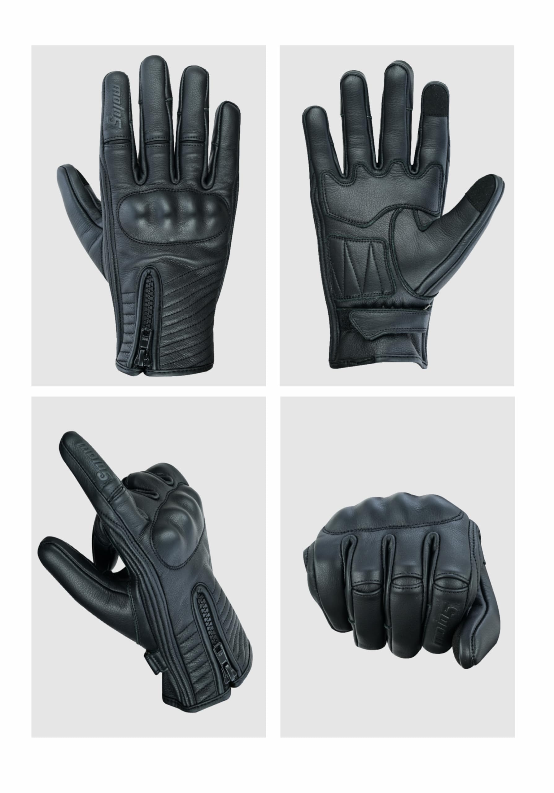Moto5 Full Finger Leather Motorcycle Gloves for Men & Women Touch Screen Gloves Premium Street Motorcycle Durable Protective Cru