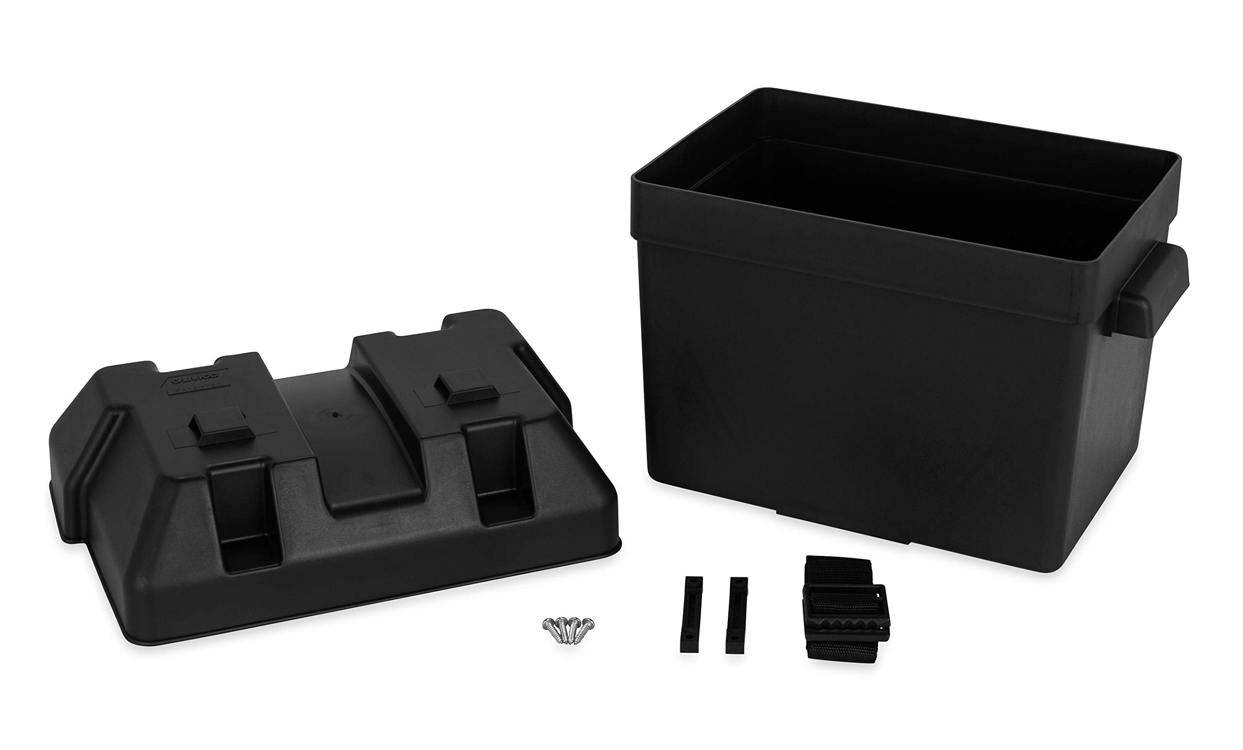 Camco Heavy Duty Battery Box With Straps And Hardware - Group 24 |Safely Stores Rv, Automotive, And Marine Batteries |Durable Anti-Corrosion Material | Measures 7-1/4 X 10-3/4 X 8 | (55362)