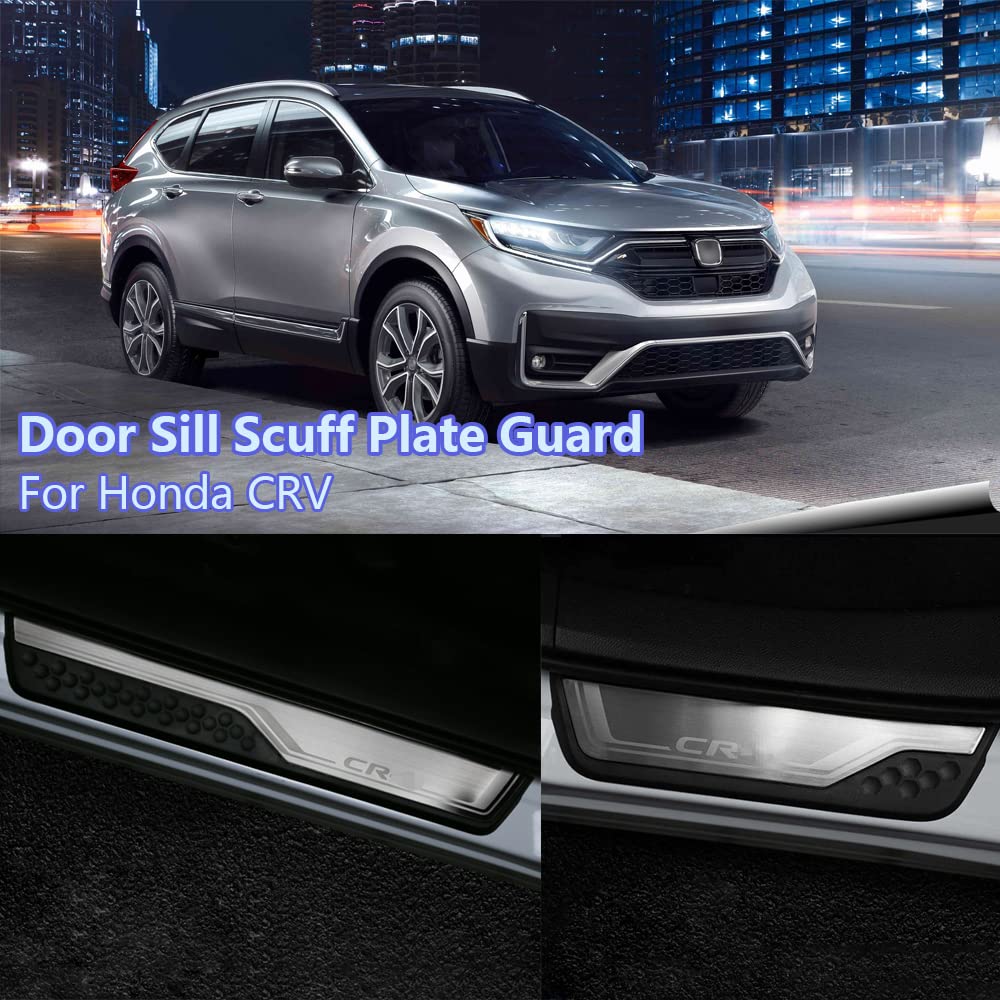 Cebat 4Pcs Stainless Steel Car Door Sill Scuff Plate Guard Sills For Crv 2017-2023 Automotive Door Entry Guard Protector Trim