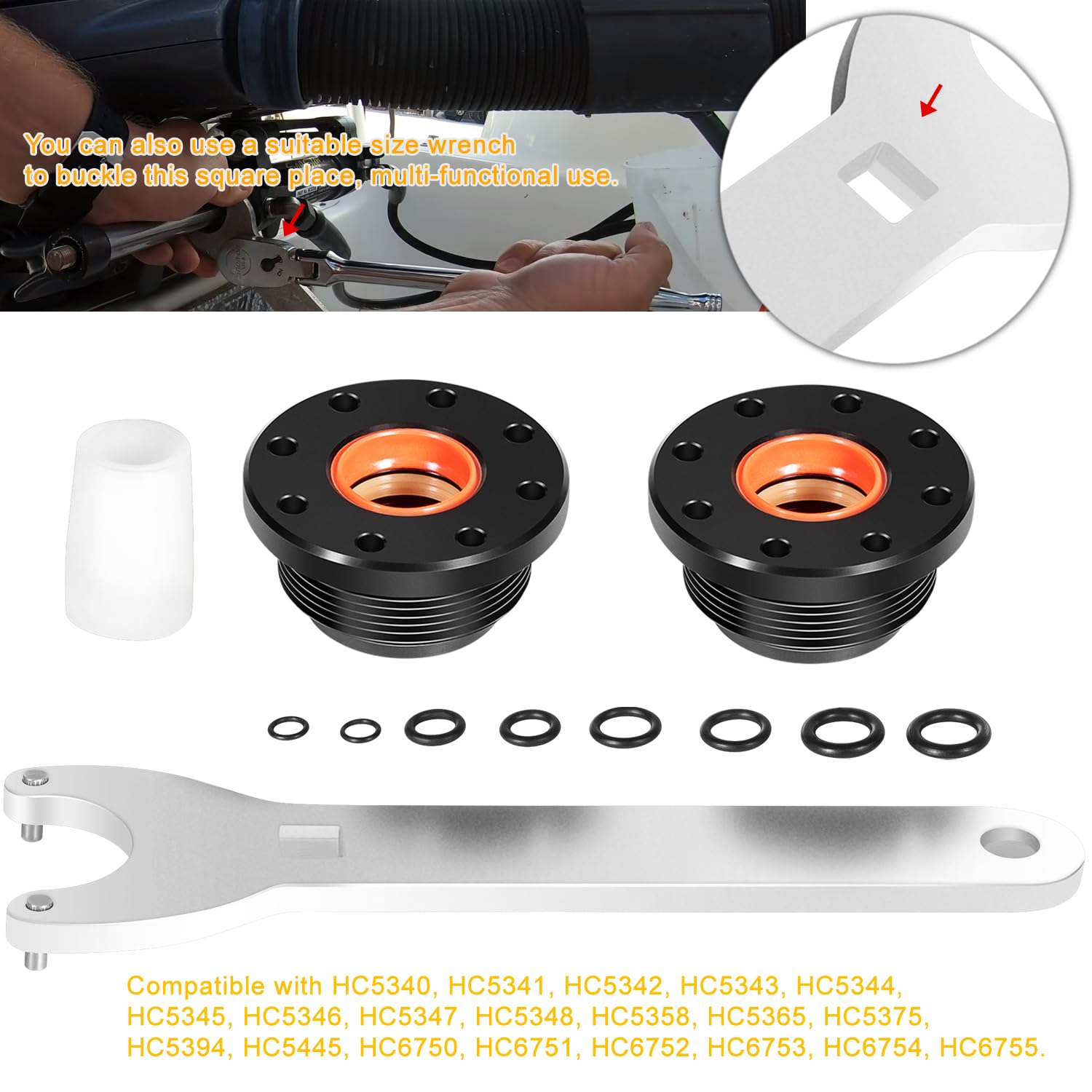 Danti HC5345 Seal Kit for SeaStar Hydraulic Steering Cylinder - Model MHSC-PW, Compatible with HC5340 to HC6751, Includes Pin Wrench