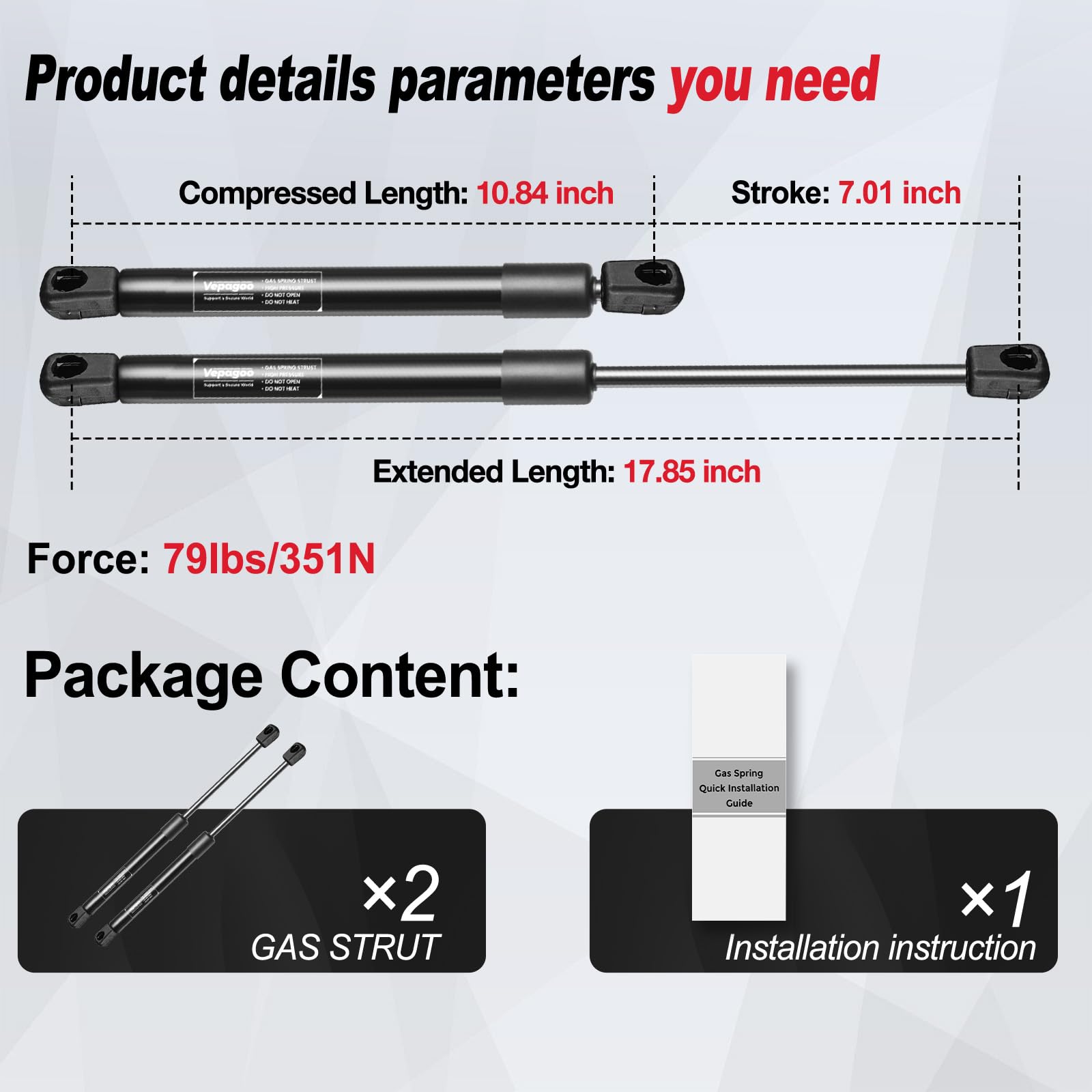 Vepagoo 4B-545879 Hatchback Struts For 2010-2013 Kia Soul Trunk Gas Shocks Rear Hatch Liftgate Lift Support Arms Supports Hatchb