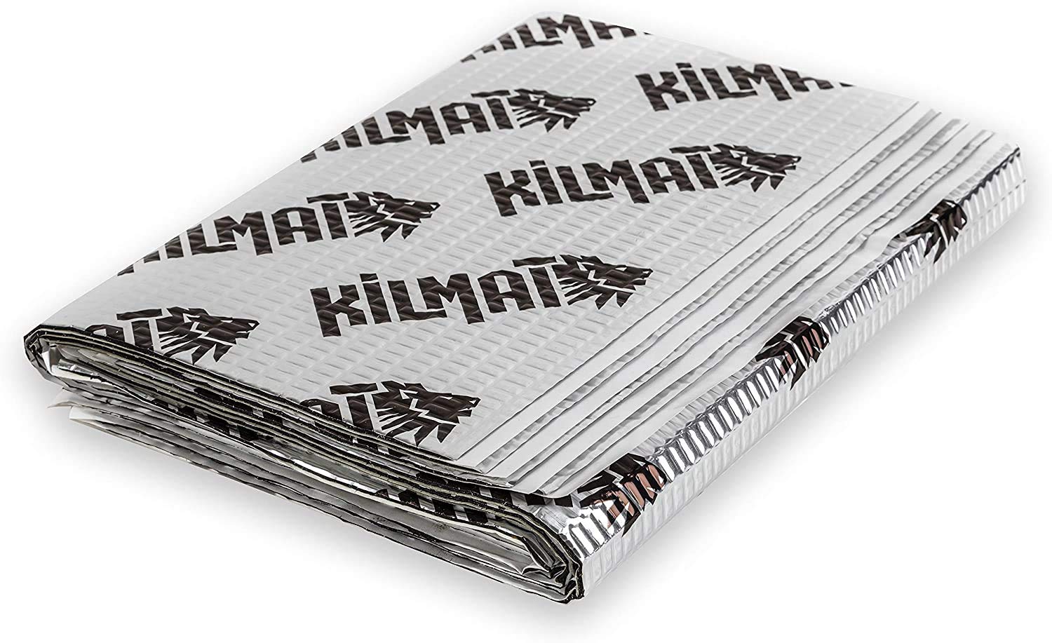 KILMAT 80 Mil Car Sound Deadening Mat, 18 sqft Butyl Automotive Insulation, Silver with Logo, Model KLM8036