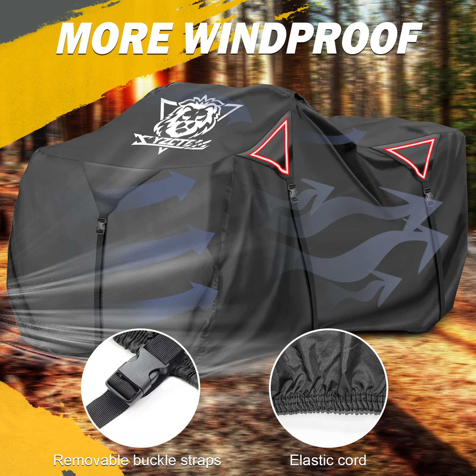 Xyzctem Premium Atv Cover,Outdoor Protection Against Water, Uv, Wind. Quad Cover For Can-Am,Suzuki,Kawasaki, Honda, Yamaha, Polaris,And More.4 Wheeler Accessories With Thickened Straps(Black,82' L)