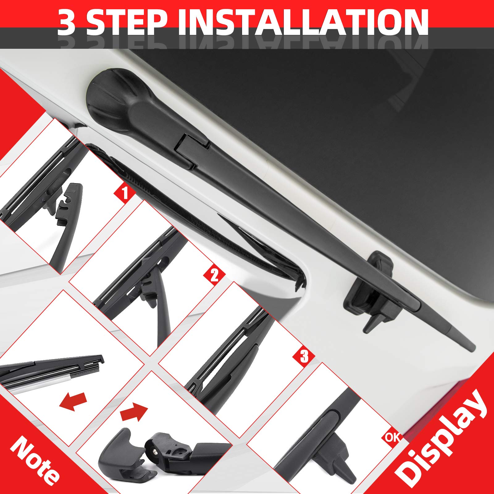 OTUAYAUTO Rear Windshield Wiper Arm Blade Set for Honda Pilot 2009-2015, Rubber, OEM Style