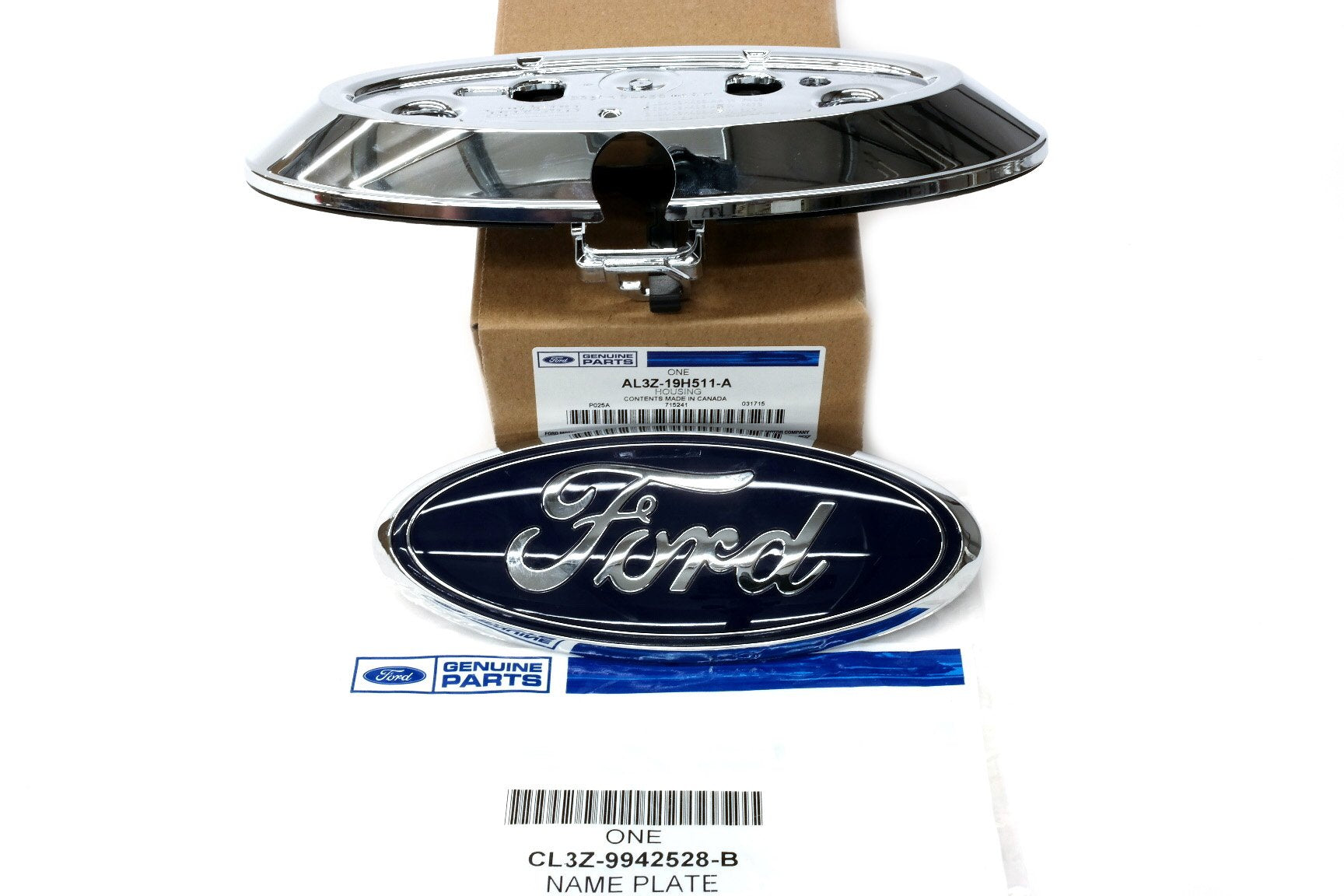 Ford F-150 Tailgate Backup Camera Housing Bezel & Emblem, OEM Model AL3Z-19H511-A, Silver, 2009-2014 Compatibility