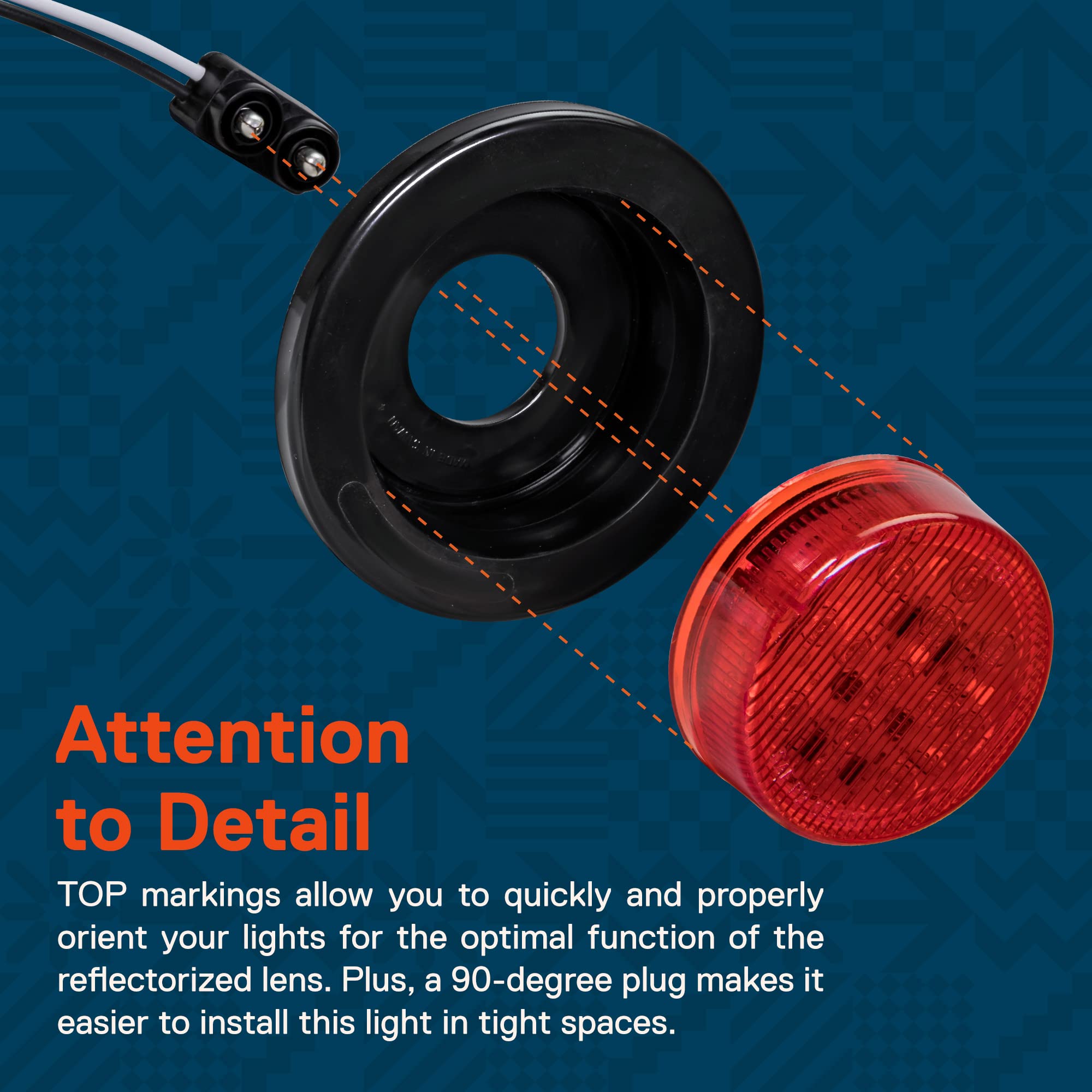 True Mods 2Pc 2.5'' 12V Amber + Red Round Led Clearance Side Marker Light Kit [Dot Approved] [Reflector Lens] [Grommet & Plugs]