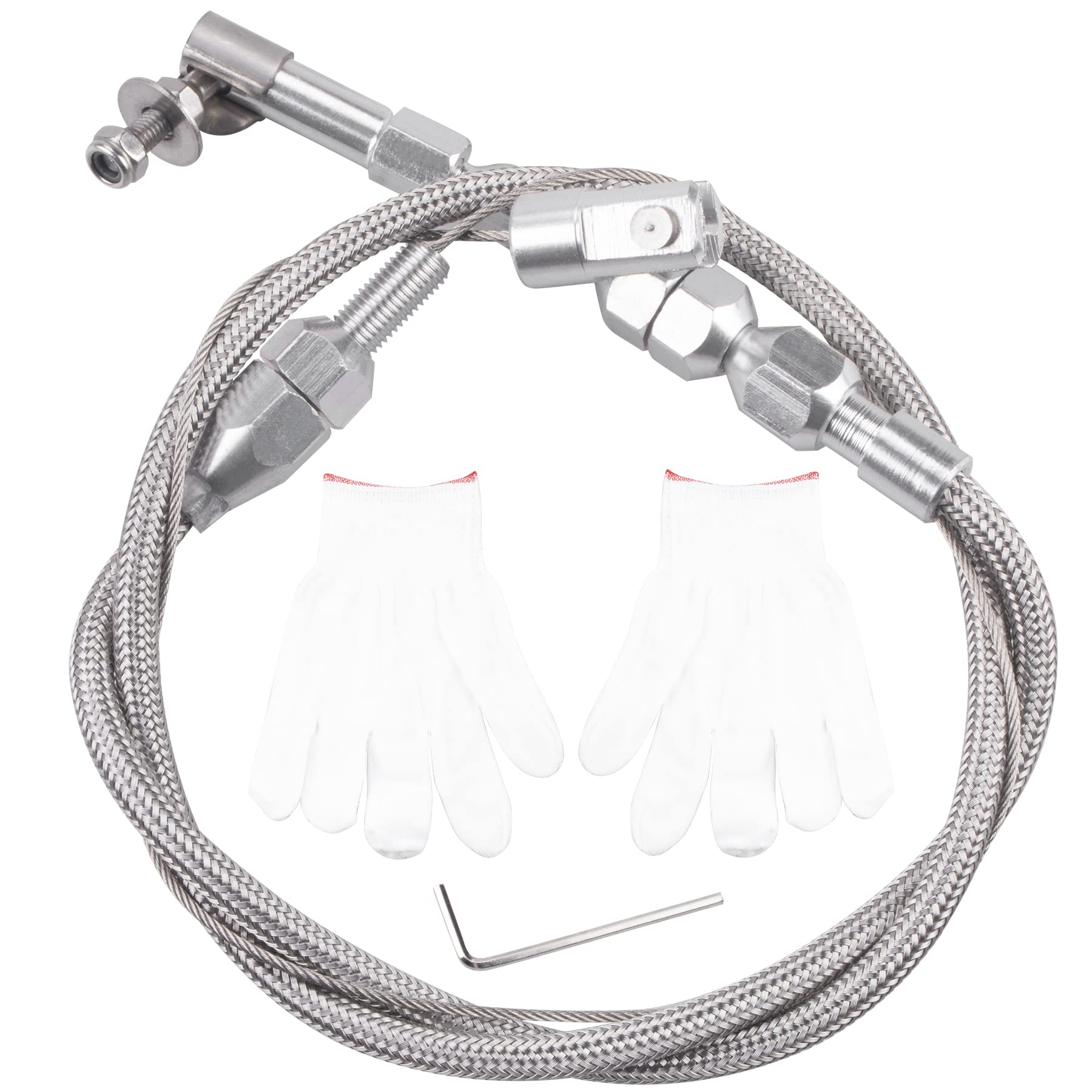 Oraevy 24'' Hi-Tech Universal Throttle Cable Braided Stainless Steel Throttle Cable Kit