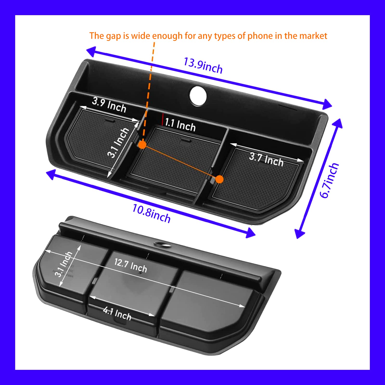 XXCIWP Center Console Dash Storage Tray for 2021-2024 Ford F150 - ABS Plastic, Sunglass Holder, 2324Dash Tray, Model ZBDBSBFORDF150